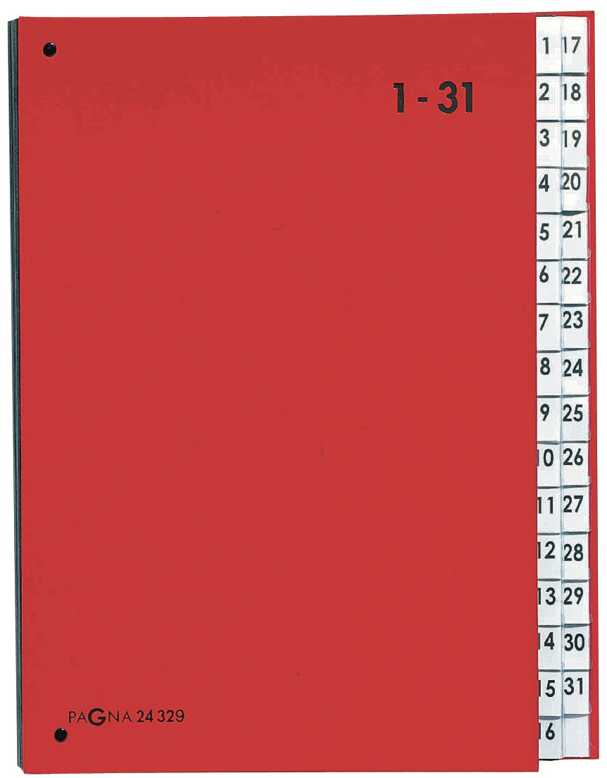 PAGNA Dossier à soufflets Color A4 24329-01 rouge, 1-31