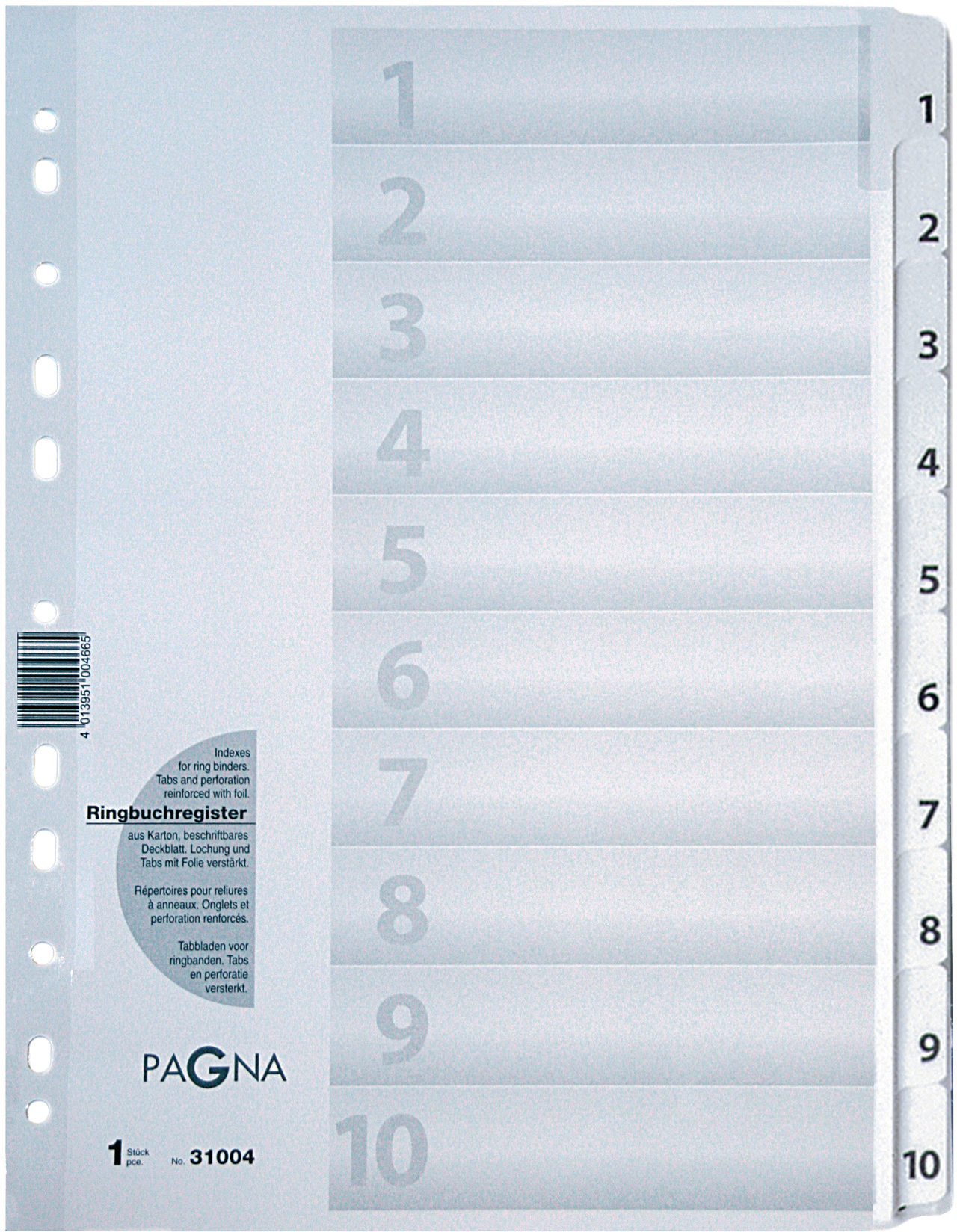PAGNA Répertoire carton blanc A4 31004-08 10 pcs., 1-10 10 pcs., 1-10