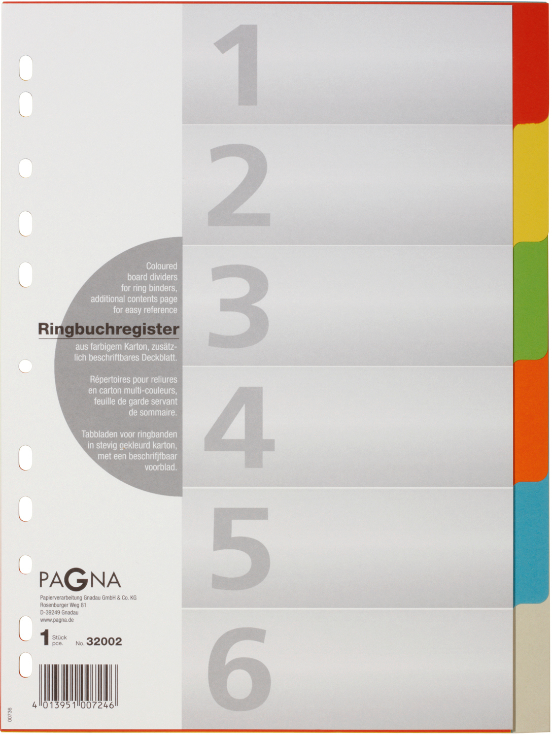 PAGNA Répertoires Karton A4 32002-20 coloré 6 pcs.