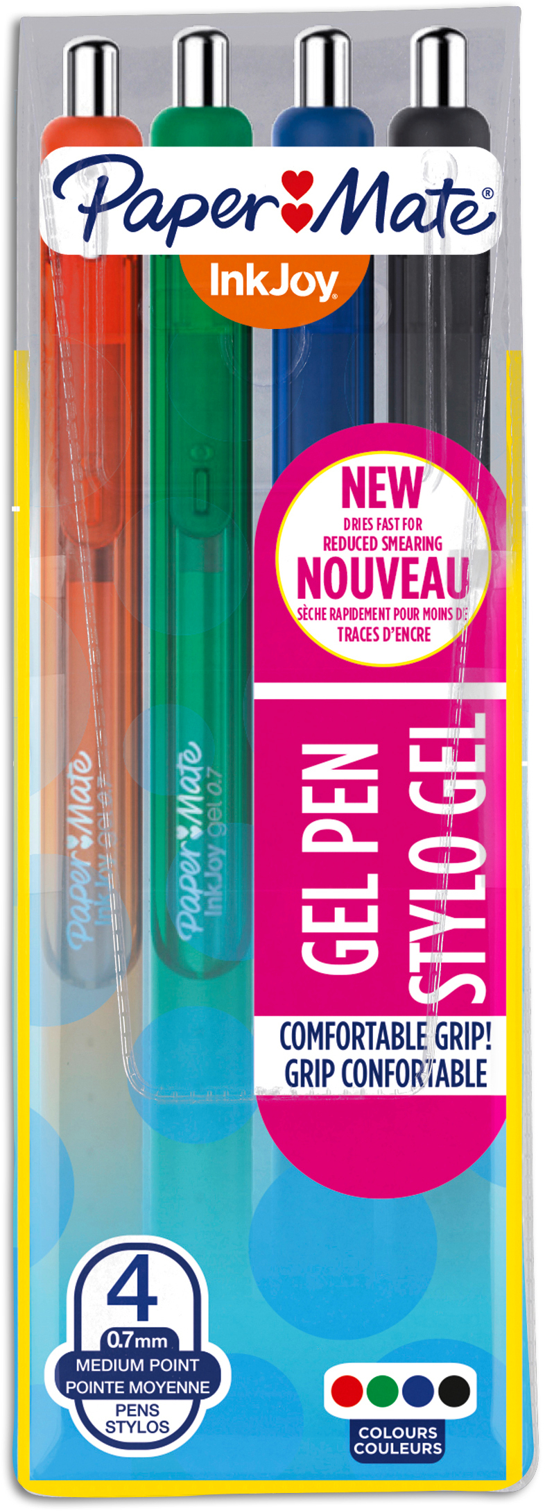 PAPERMATE InkJoy Gel M/0,7mm 1978320 noir,bleu,rouge,vert