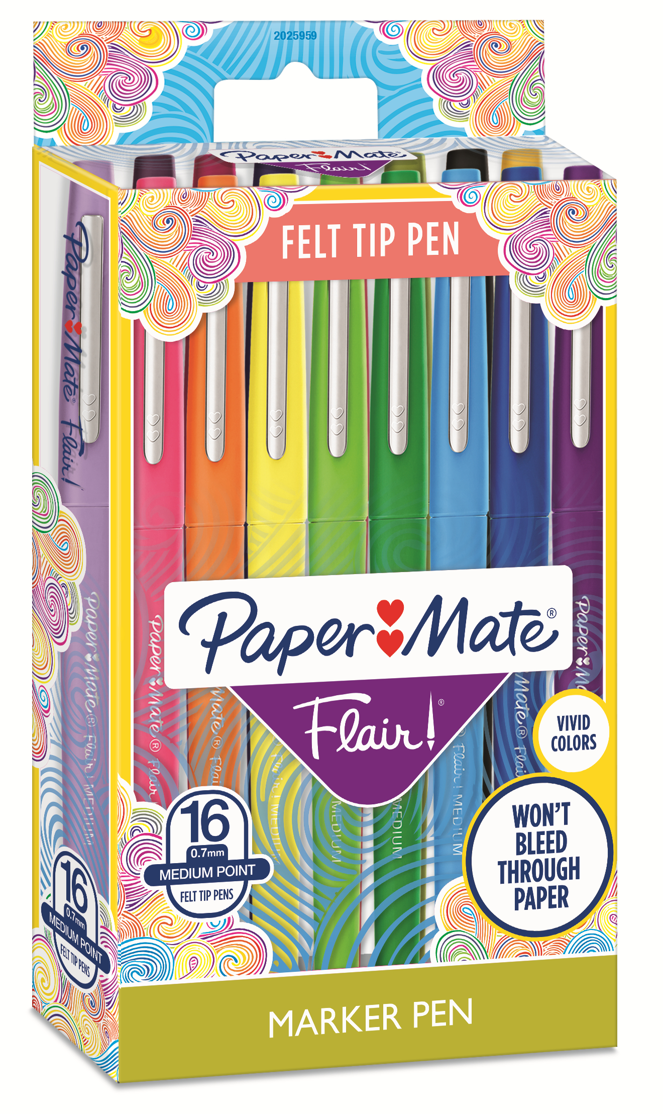 PAPERMATE Nylon Flair stylos fibre 2061394 ass. 16 pcs.
