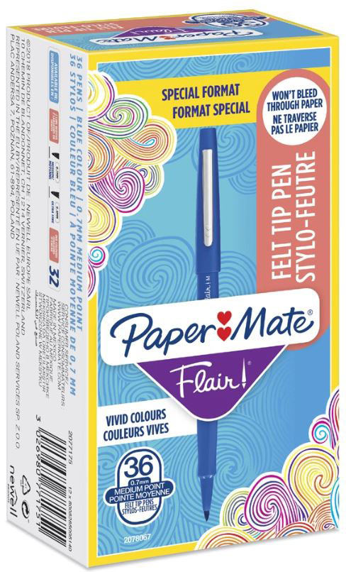 PAPERMATE Stylo fibre 0.7mm 2077175 Flair bleu 36 pcs