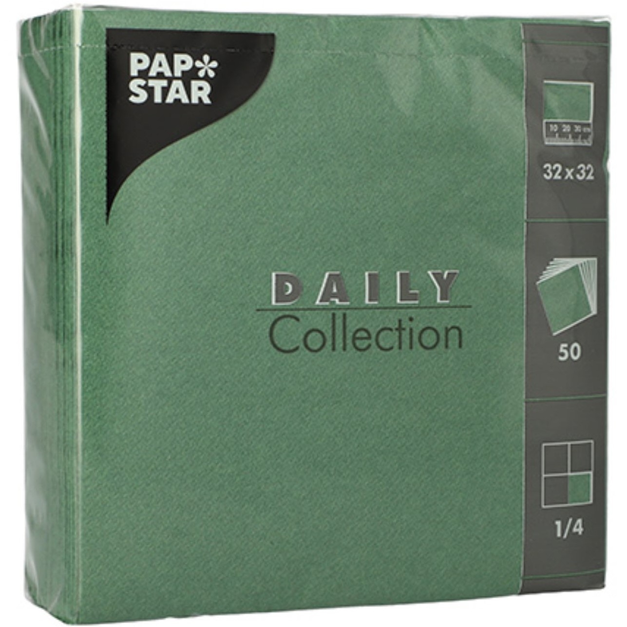 photo PAPSTAR Serviettes PAP86974 3 couches, vert foncé, 50 pcs