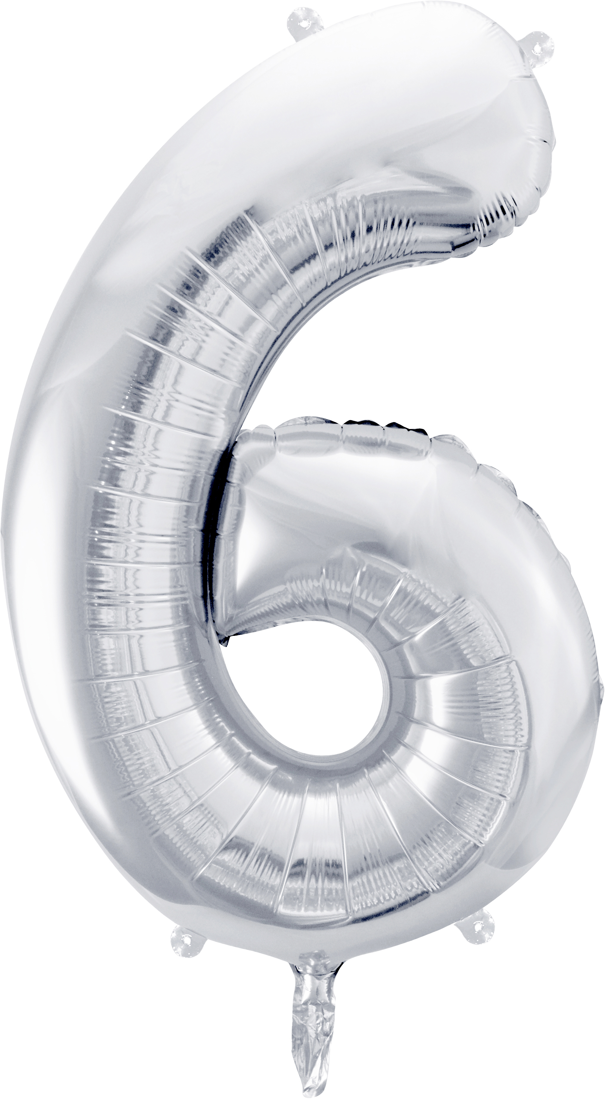 photo PARTYDECO Ballon en plastique no. 6 86cm FB1M-6-018 argent