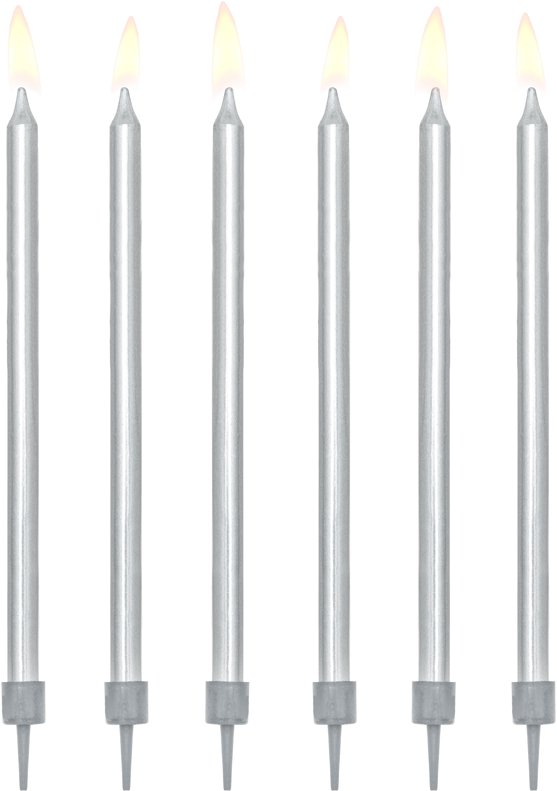 photo PARTYDECO Bougies d'anniversaire 12.5cm SCD-1-018ME argent 12 pièces