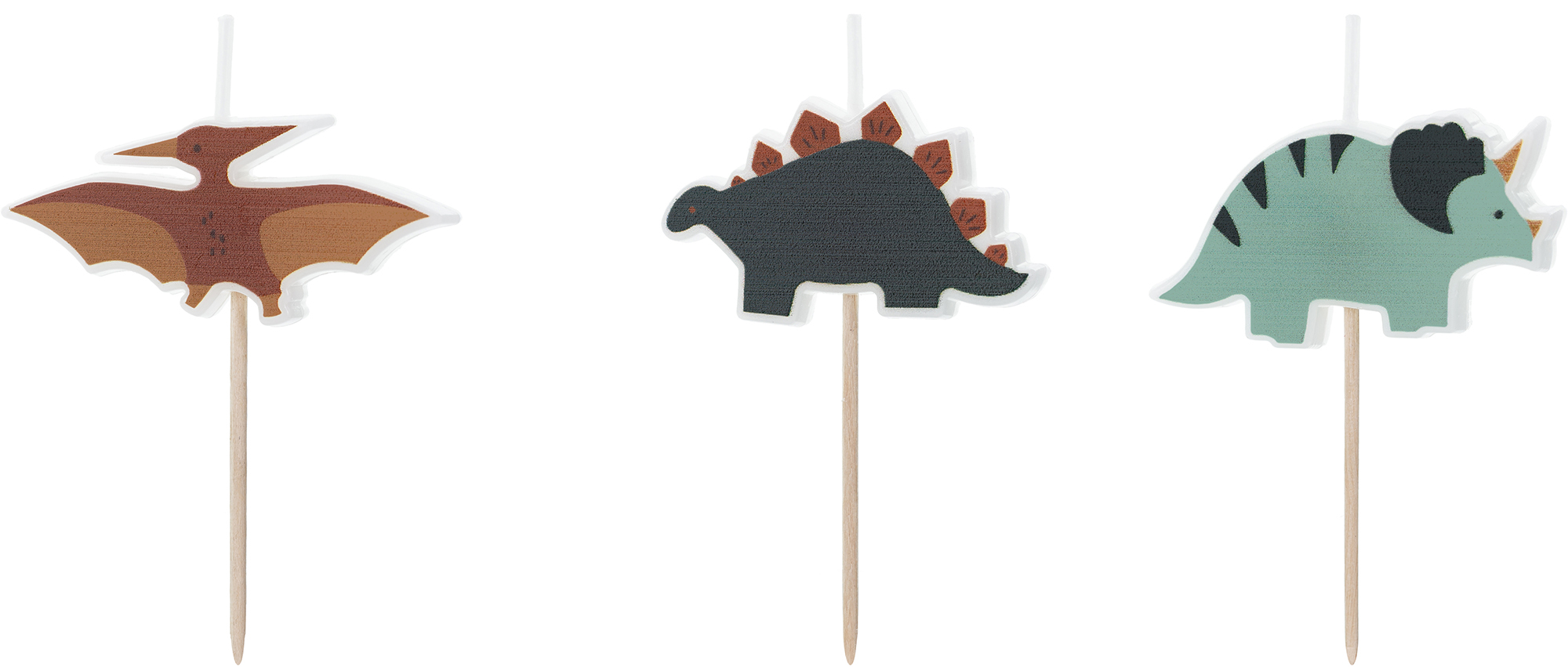 photo PARTYDECO Bougies d'anniversaire SCS-20 Dinosaures 3 pièces