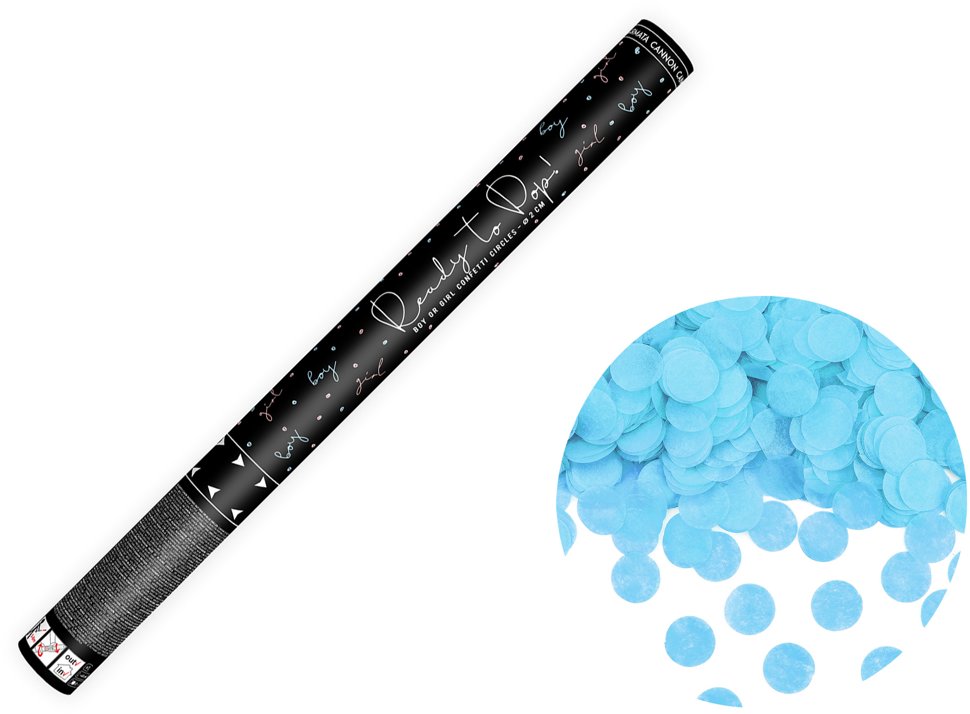 photo PARTYDECO Canon à confettis 60cm TUKR60-001 Ready to pop bleu