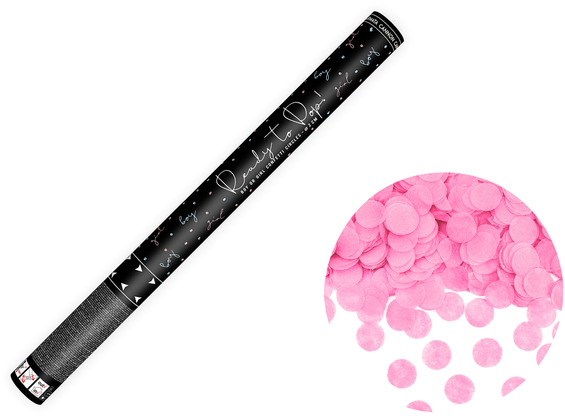 photo PARTYDECO Canon à confettis 60cm TUKR60-081 Ready to pop rose