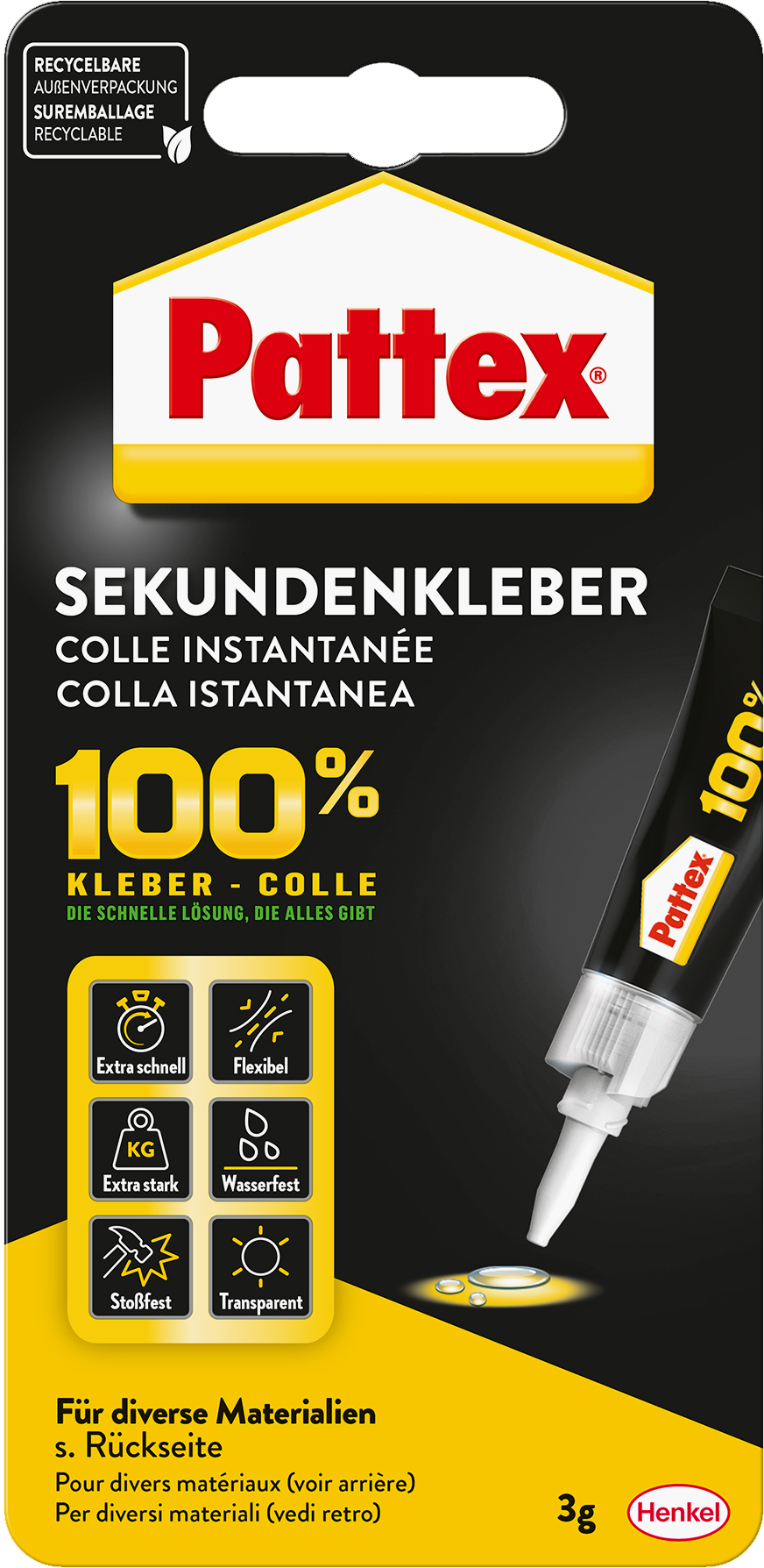 photo PATTEX Colle instantanée Repair 100% 45-900-327 Gel 3g