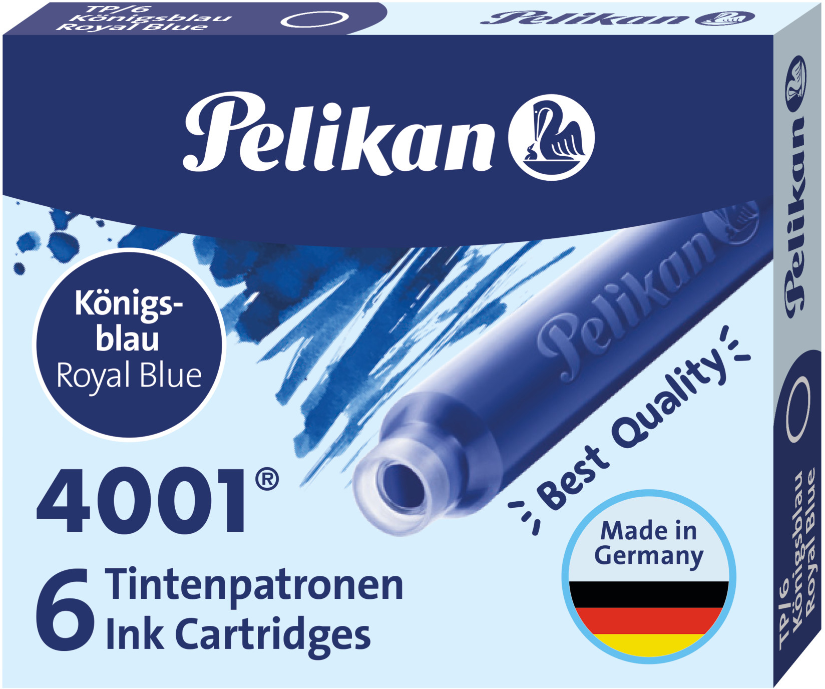 PELIKAN Recharges p. stylo encre TP/6 301176 bleu roi, effaçable 6 pièces