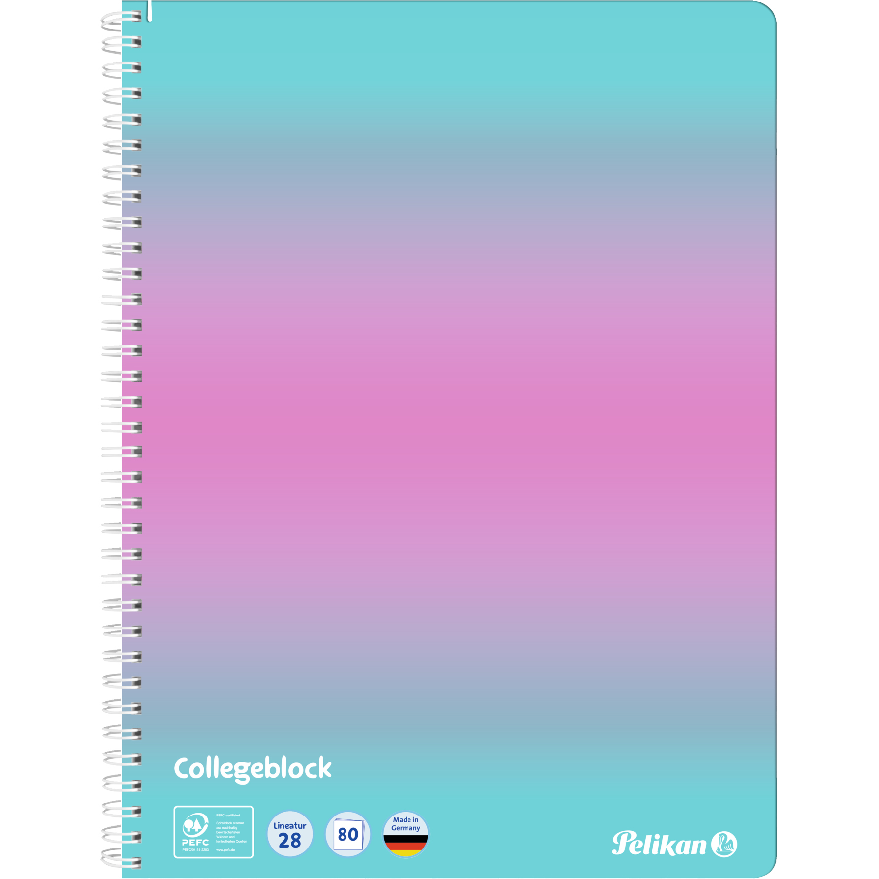 photo PELIKAN Carnet spirale A4 400197019 quadrillé menthe/rose