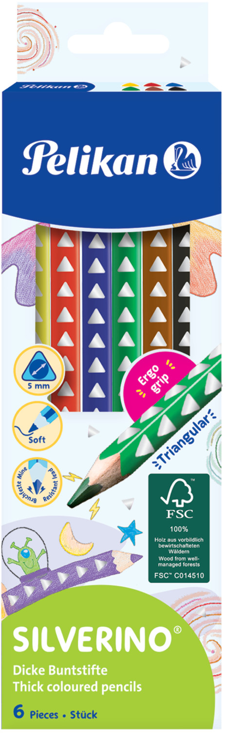 PELIKAN Crayons de couleur Silverino 700610 6 couleurs