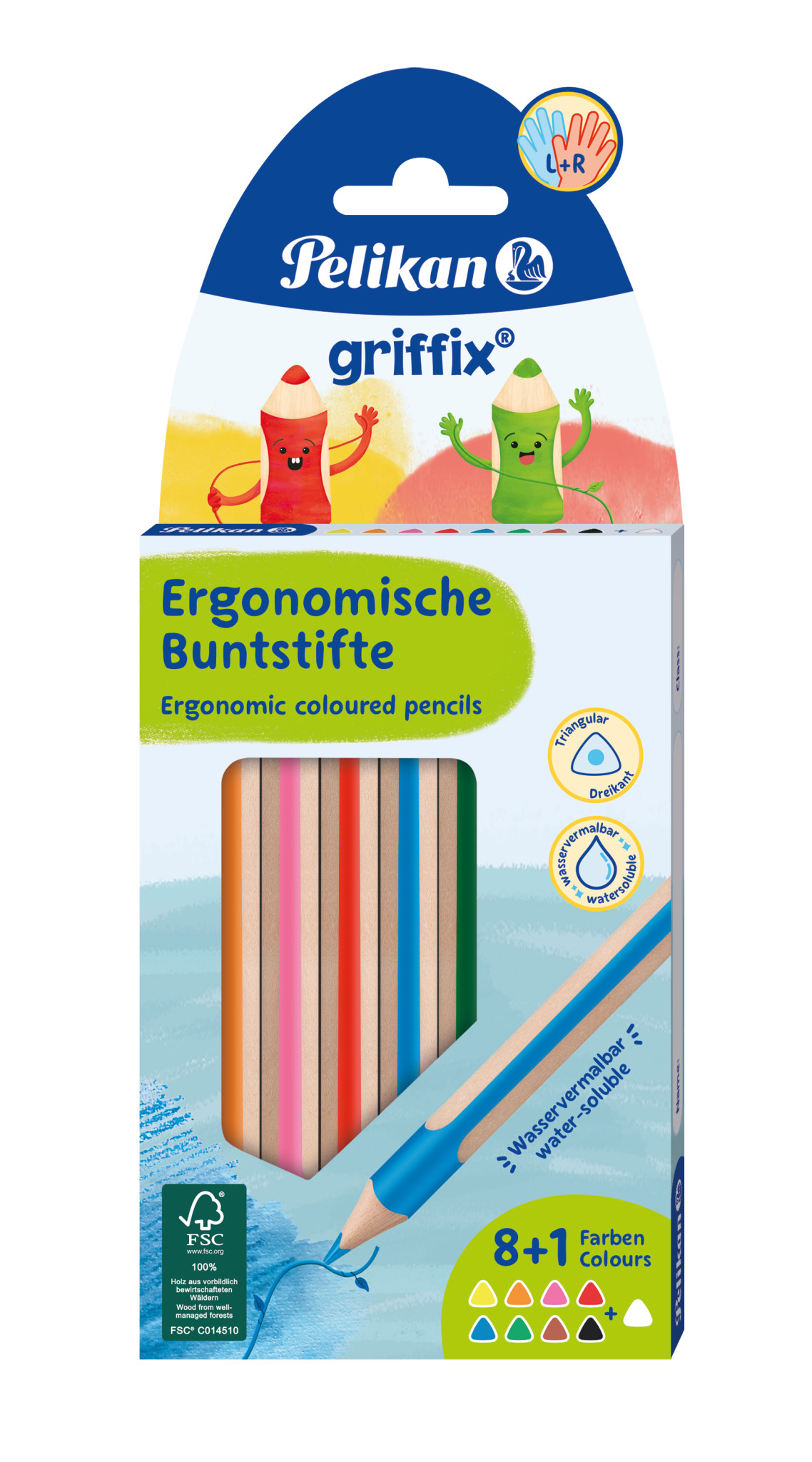 PELIKAN Crayons de couleur Griffix 700856 assortiert 8+1 assortiert 8+1