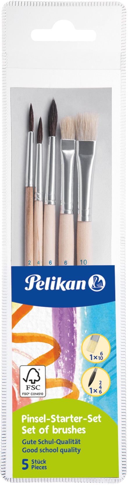 PELIKAN Set pinceau pour débutant 718163 5 pièces assort.