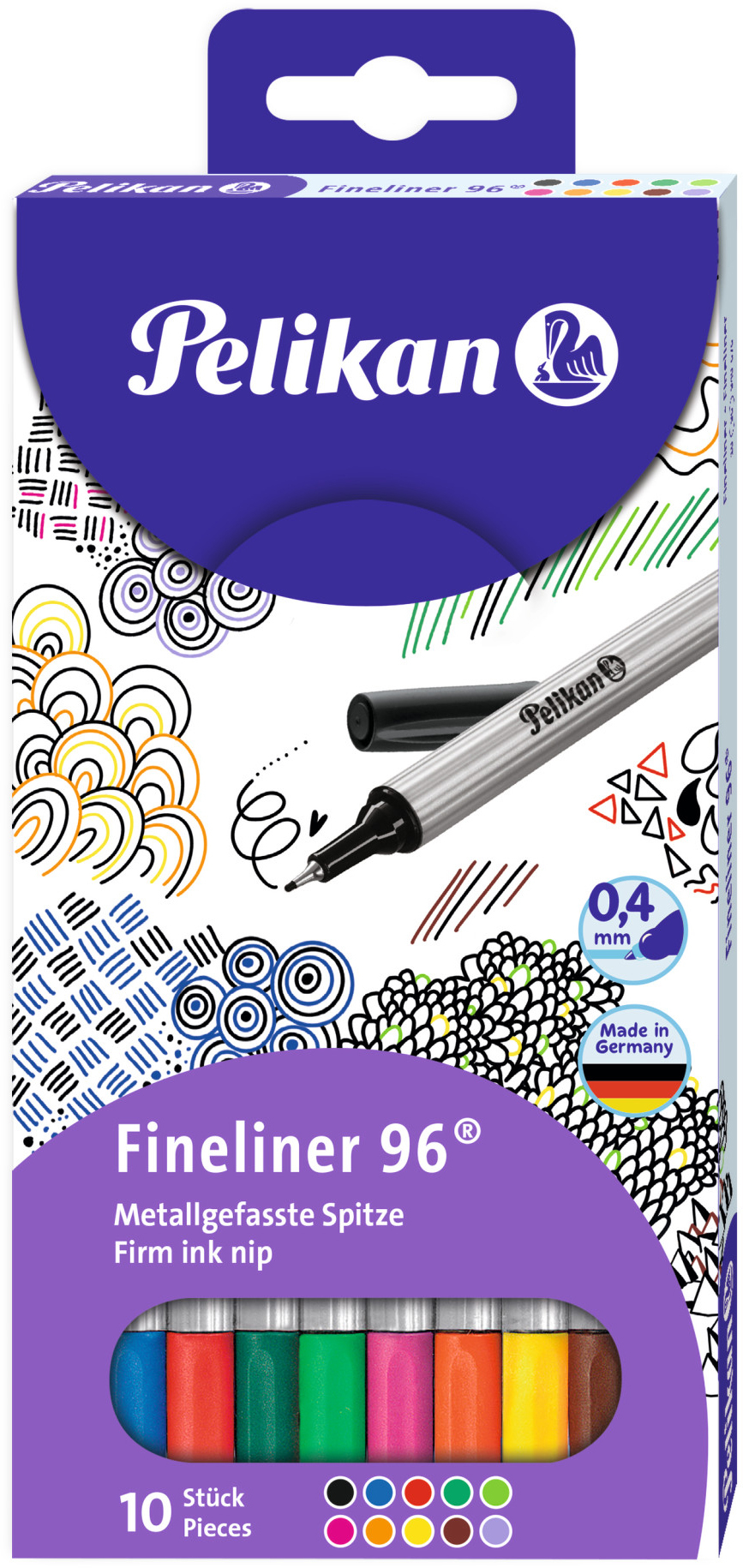 PELIKAN Fineliner 0,4mm 96/10 10 couleurs, étui 10 couleurs, étui