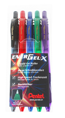 PENTEL Roller EnerGel X 0.7mm BL107-5 5-couleurs ass.