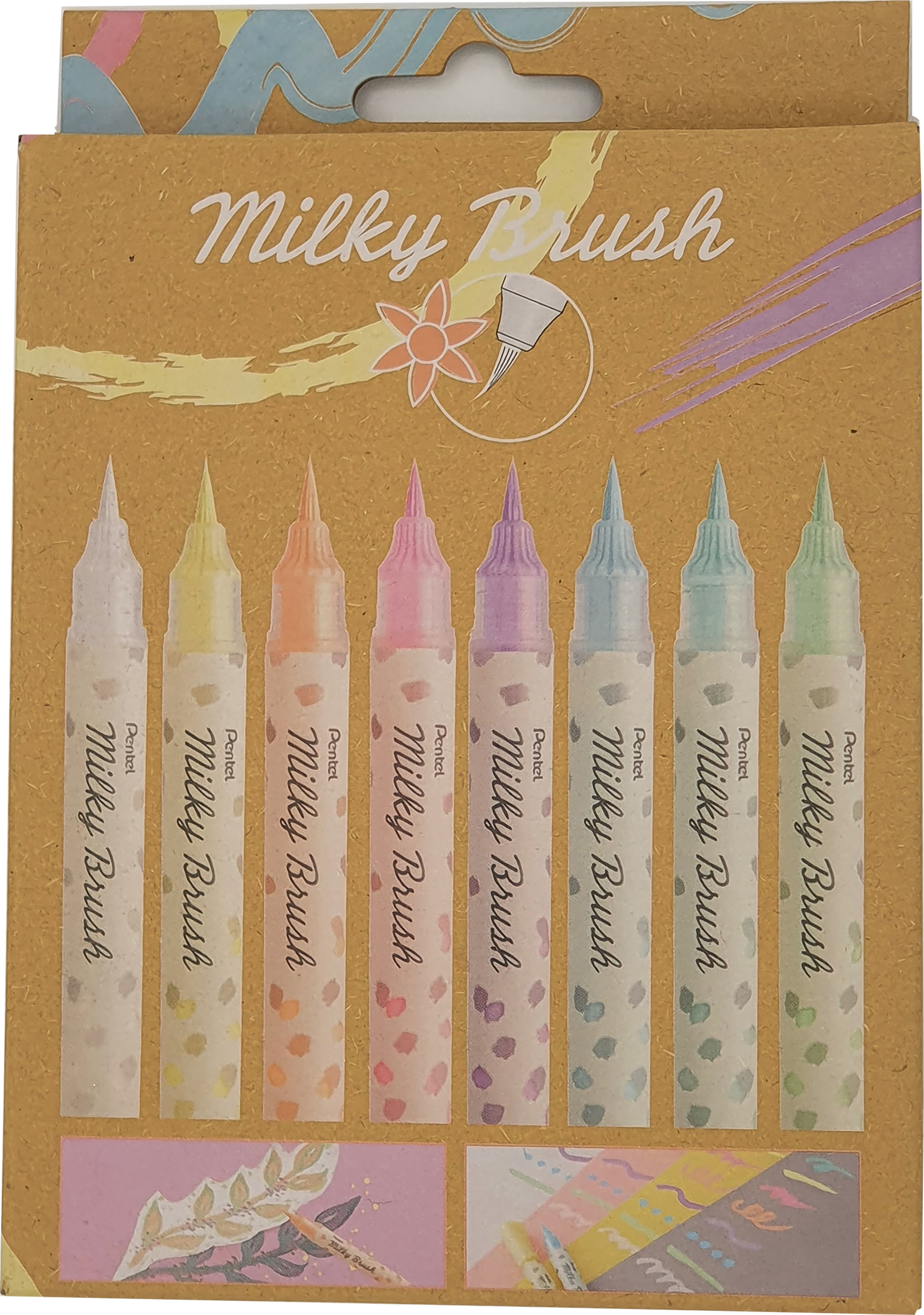PENTEL Crayon pinceau Milky Brush XGFH-P8 assortis, 8pcs.