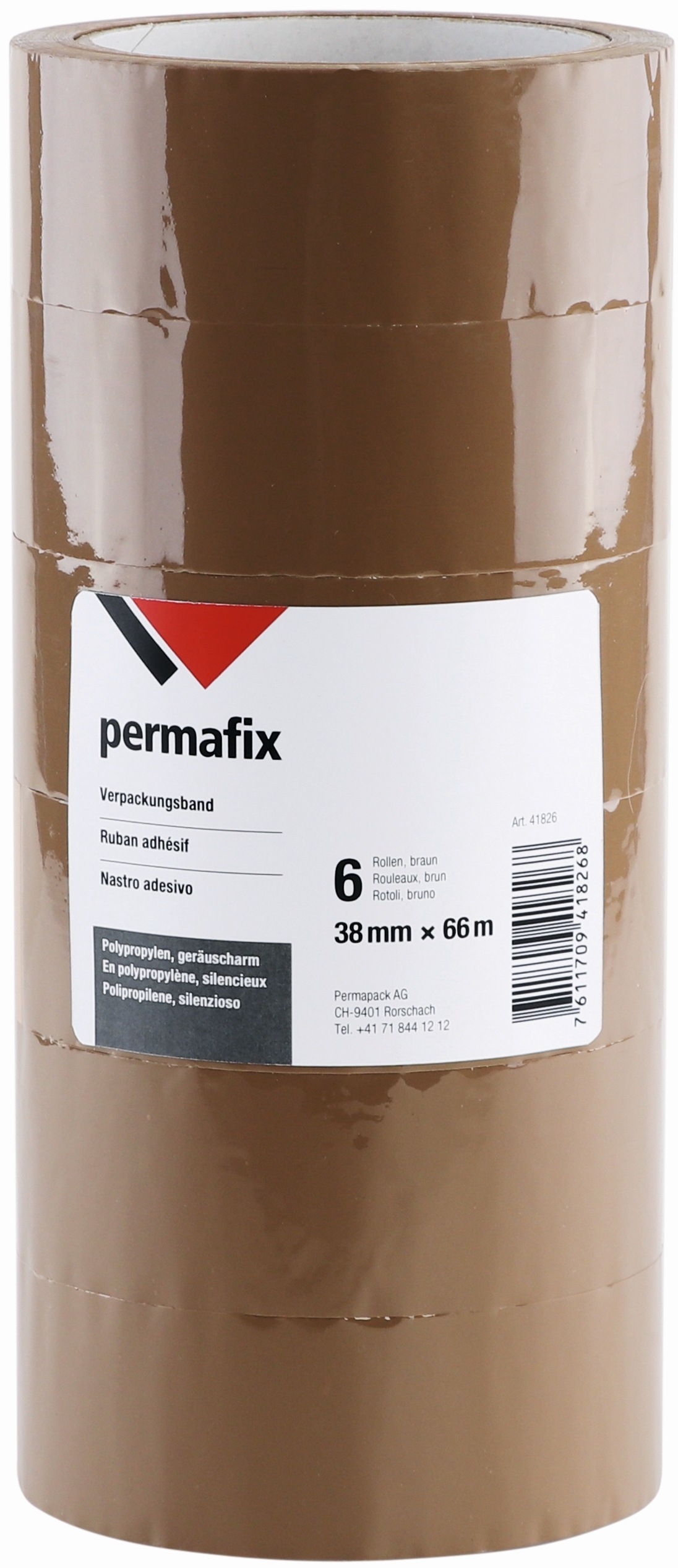 PERMAFIX Bande adhesive 41826 BRUN 38mmX66M 6 pcs.