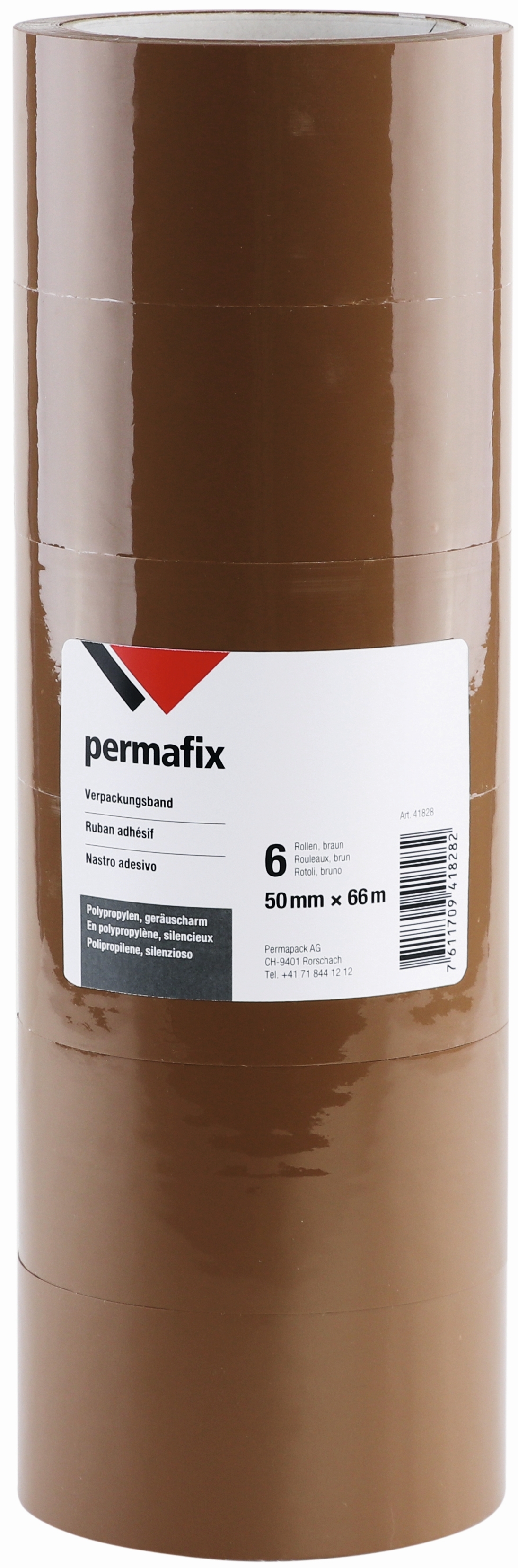 PERMAFIX Bande adhesive 41828 brun 50mmX66M 6 pcs.