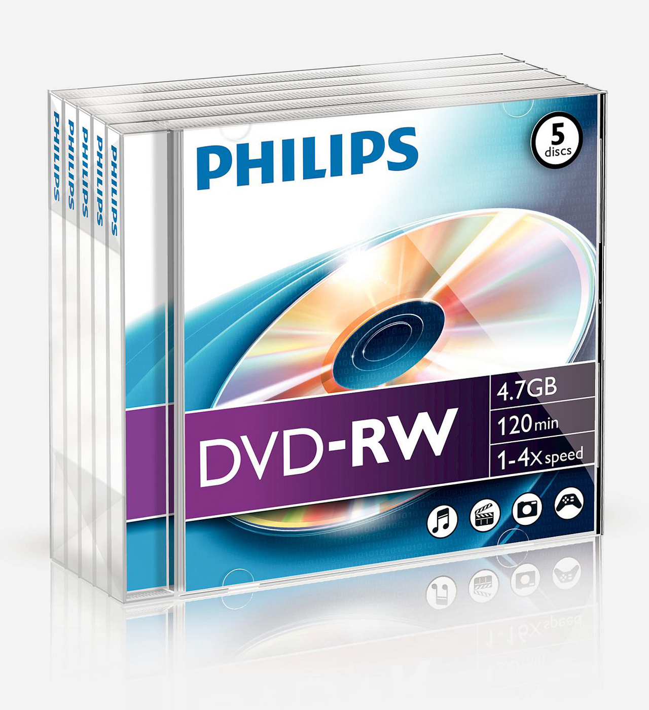 PHILIPS DVD-RW Jewel 4.7GB 35937 5 Pcs