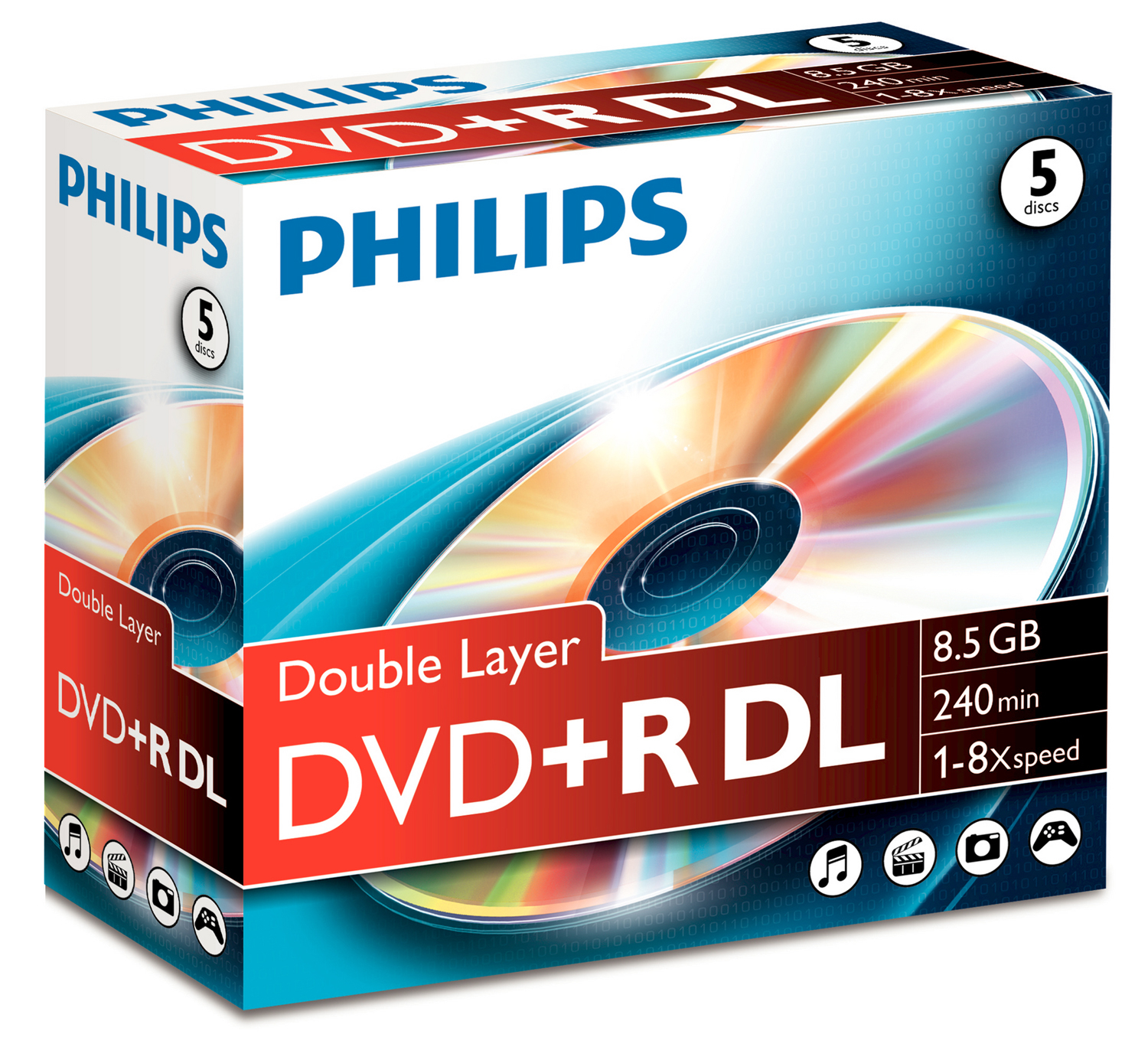 PHILIPS DVD+R DL DR8S8J05C/00 8.5Go 5er Jewel Case