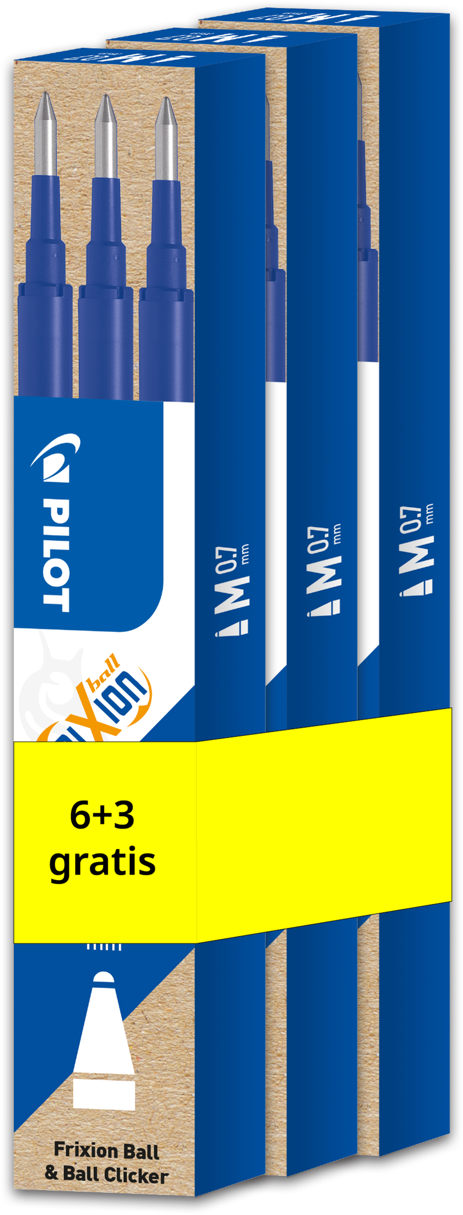 photo PILOT Mines p. roller FriXion 0.7mm 150.020.94 bleu, 3 pour 2 9 pièces