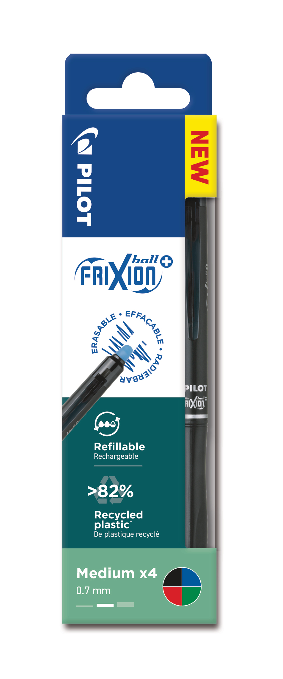 photo PILOT Frixion Ball Plus+ 0.7mm 150.080.00 assorti 4 pièces