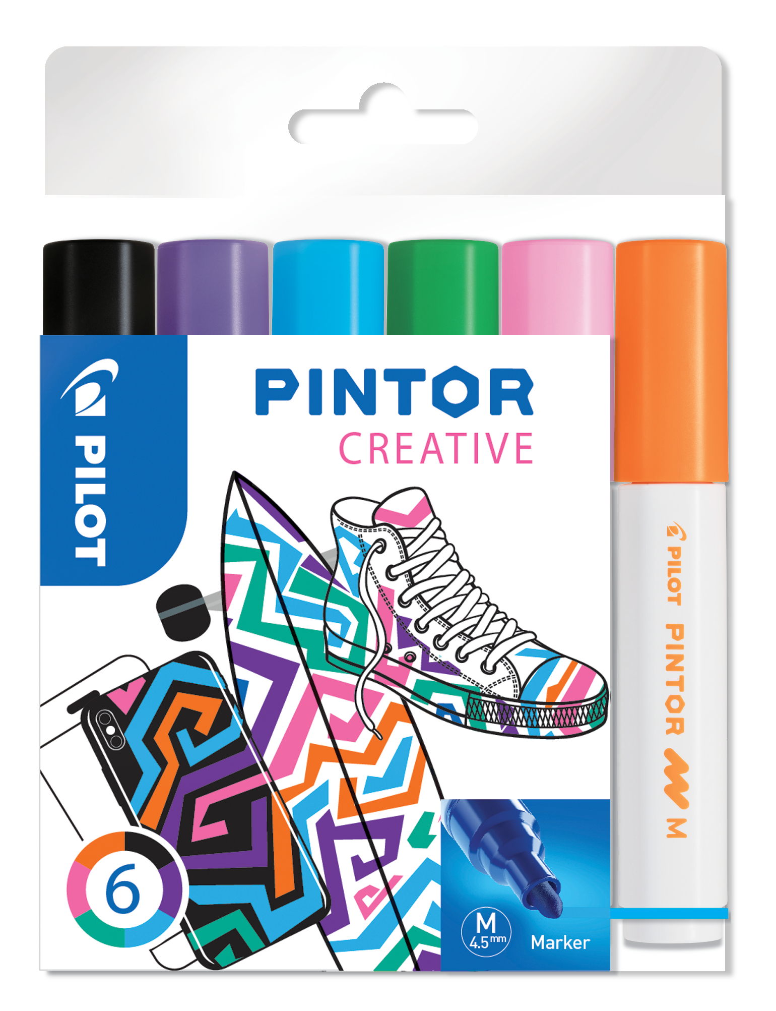 PILOT Marker Set Pintor M S6/0517436 6 couleurs creative