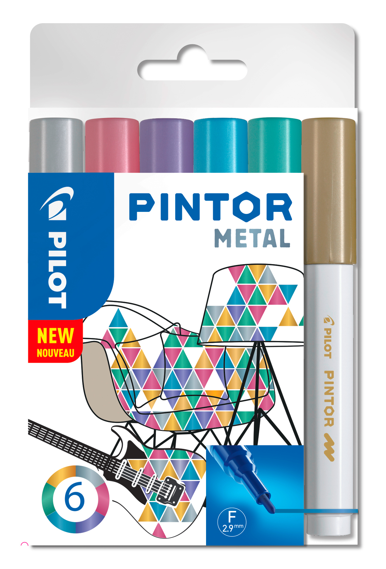 PILOT Marker Set Pintor 1.0mm S6/0517443 6 couleurs metallic