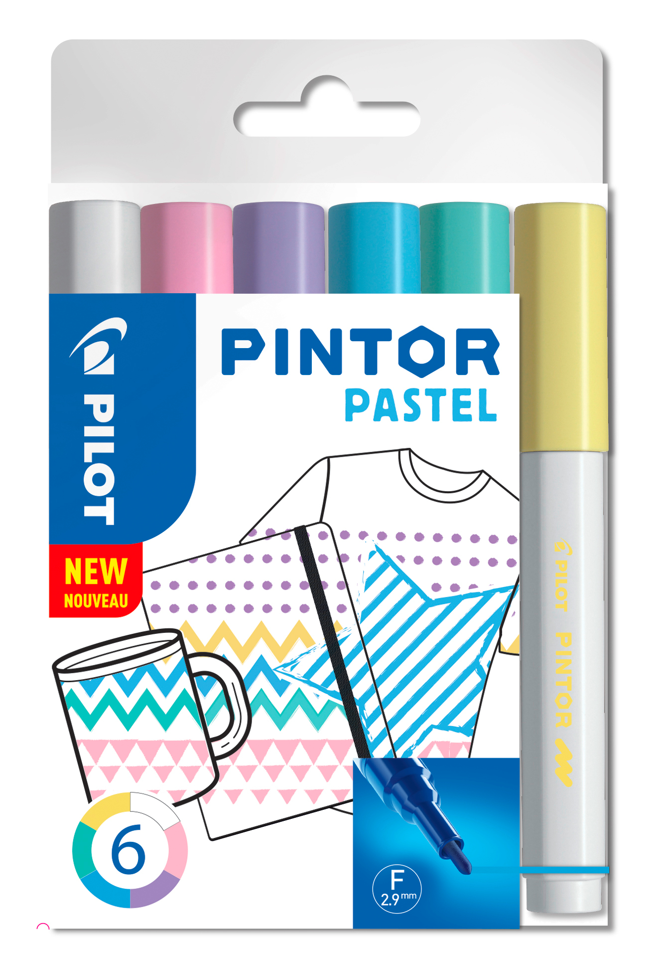 PILOT Marker Set Pintor F 1.0mm S6/0517467 6 couleurs pastel