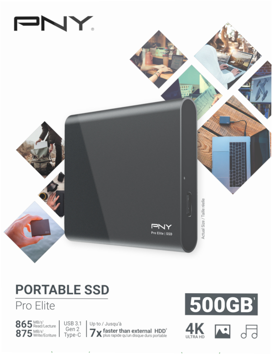 PNY Pro Elite USB 3.1 Gen 2 500GB PSD0CS2060-500-RB Type-C Portable SSD dark-grey