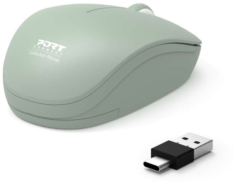 PORT Silent Mouse Wireless 900543 USB-C/USB-A, Olive