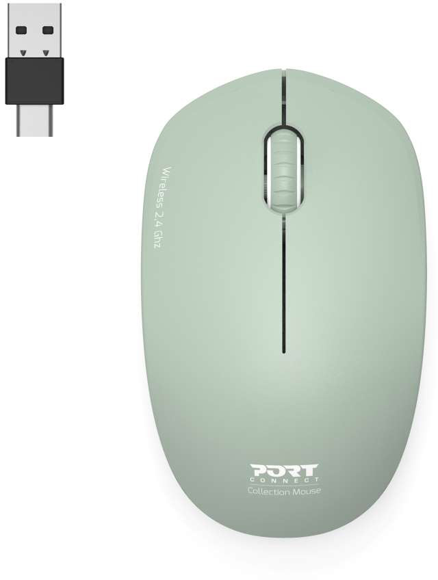 PORT Silent Mouse Wireless 900543 USB-C/USB-A, Olive