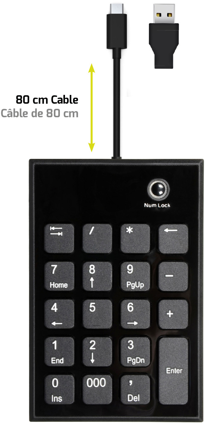 PORT Numeric Keypad wired 900801 USB-C/USB-A, PC/Mac