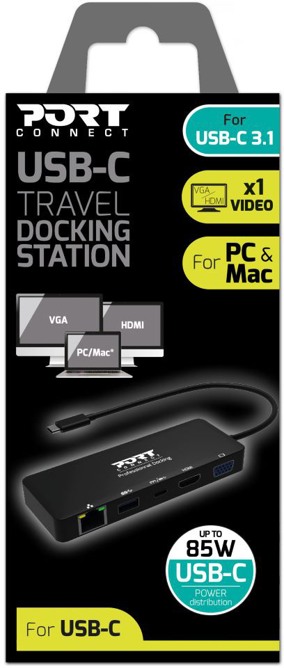 PORT Travel DockingStation-Type-C 901909 HDMI/VGA/USB3.1/USB-C/LAN
