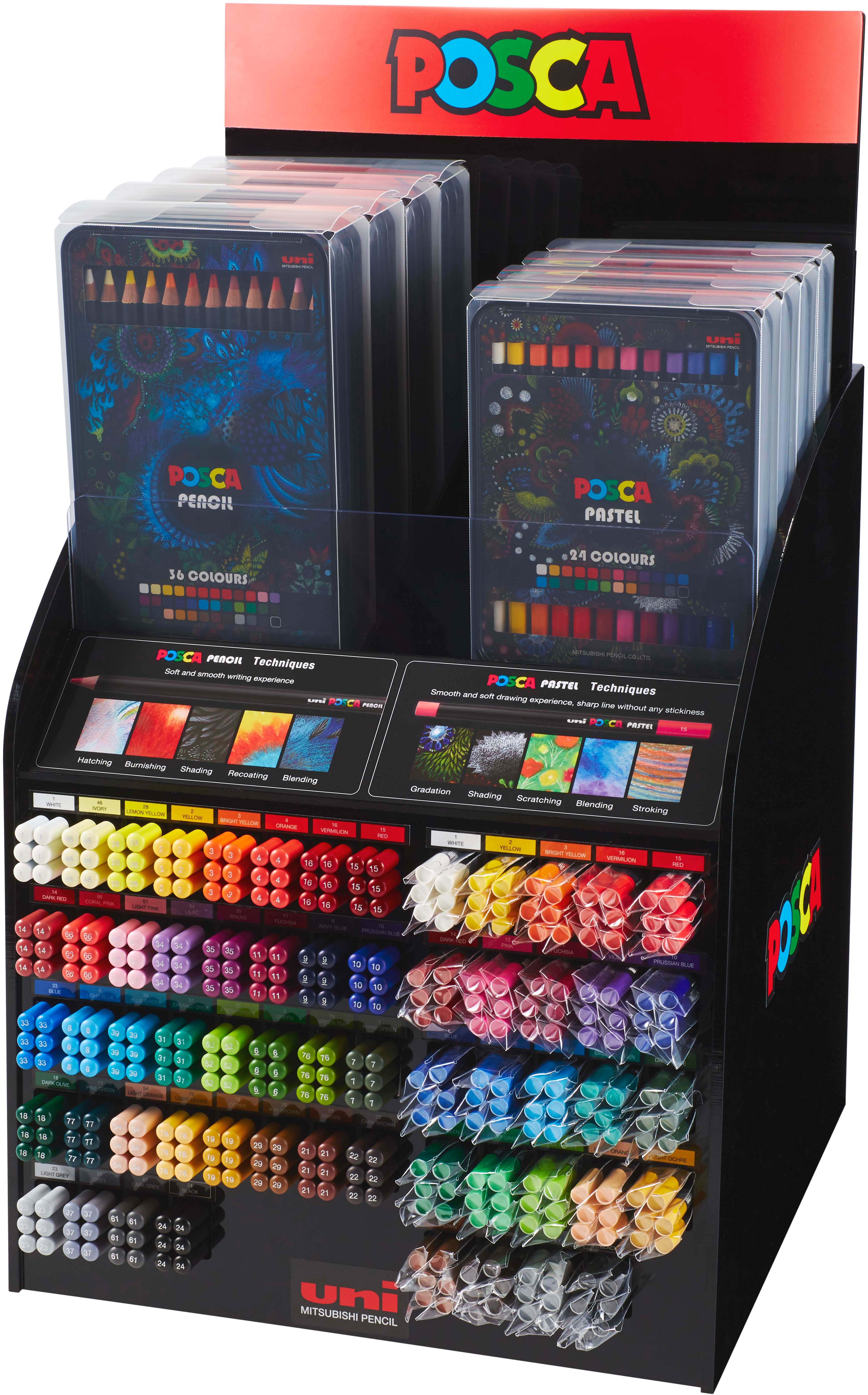 photo POSCA Display Pastel/Pencil KPA100 KPE200 50D 600 pcs. ass.