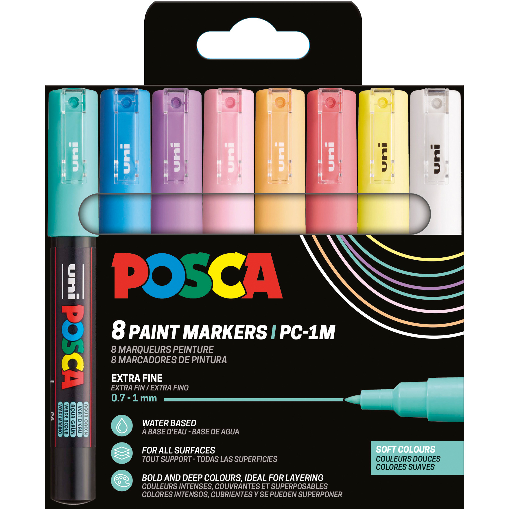 photo POSCA Fineliner 0.7mm PC-1M 8P SET 8 pièces, assorti