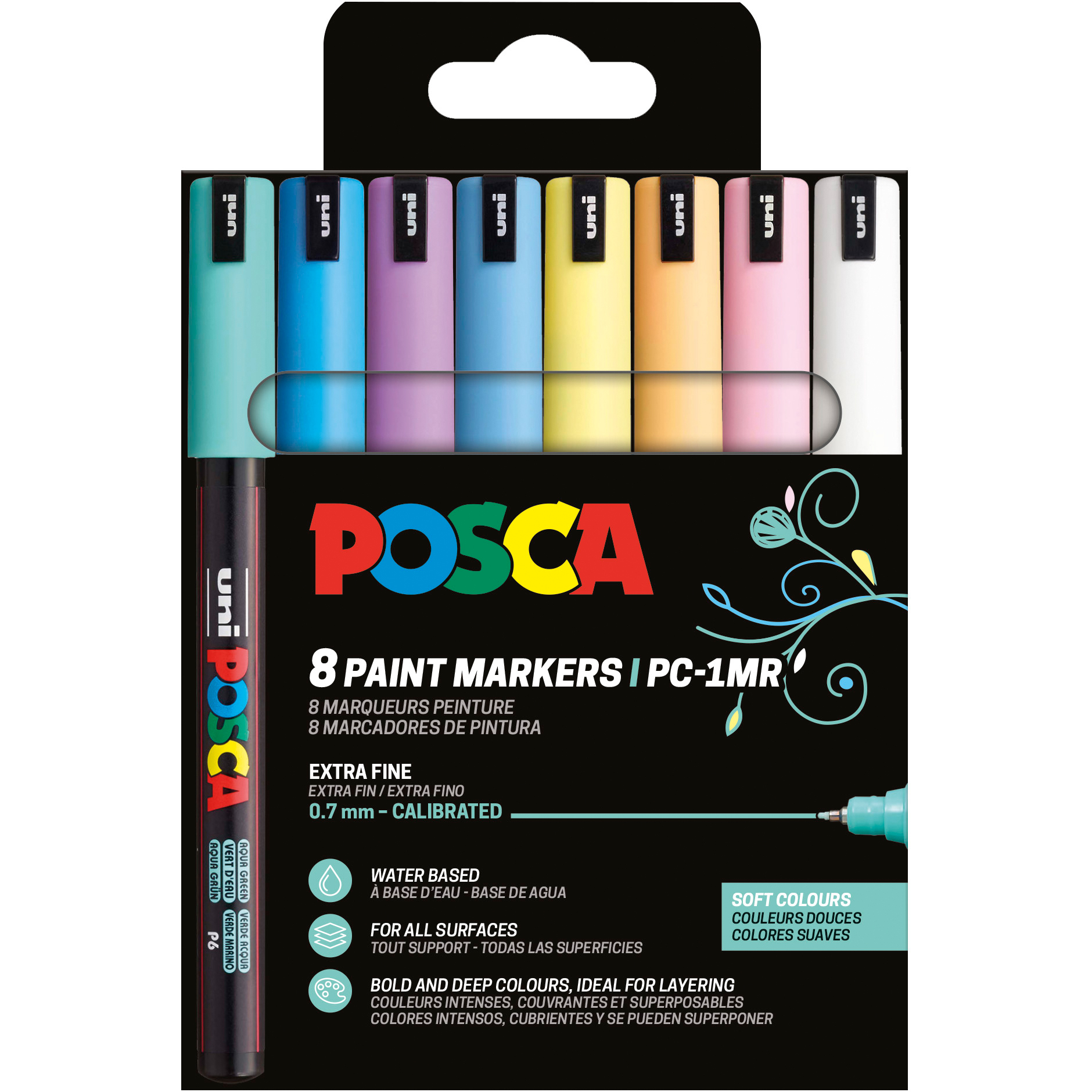 photo POSCA Fineliner 0.7mm PC-1MR 8P 8 soft couleurs ass.