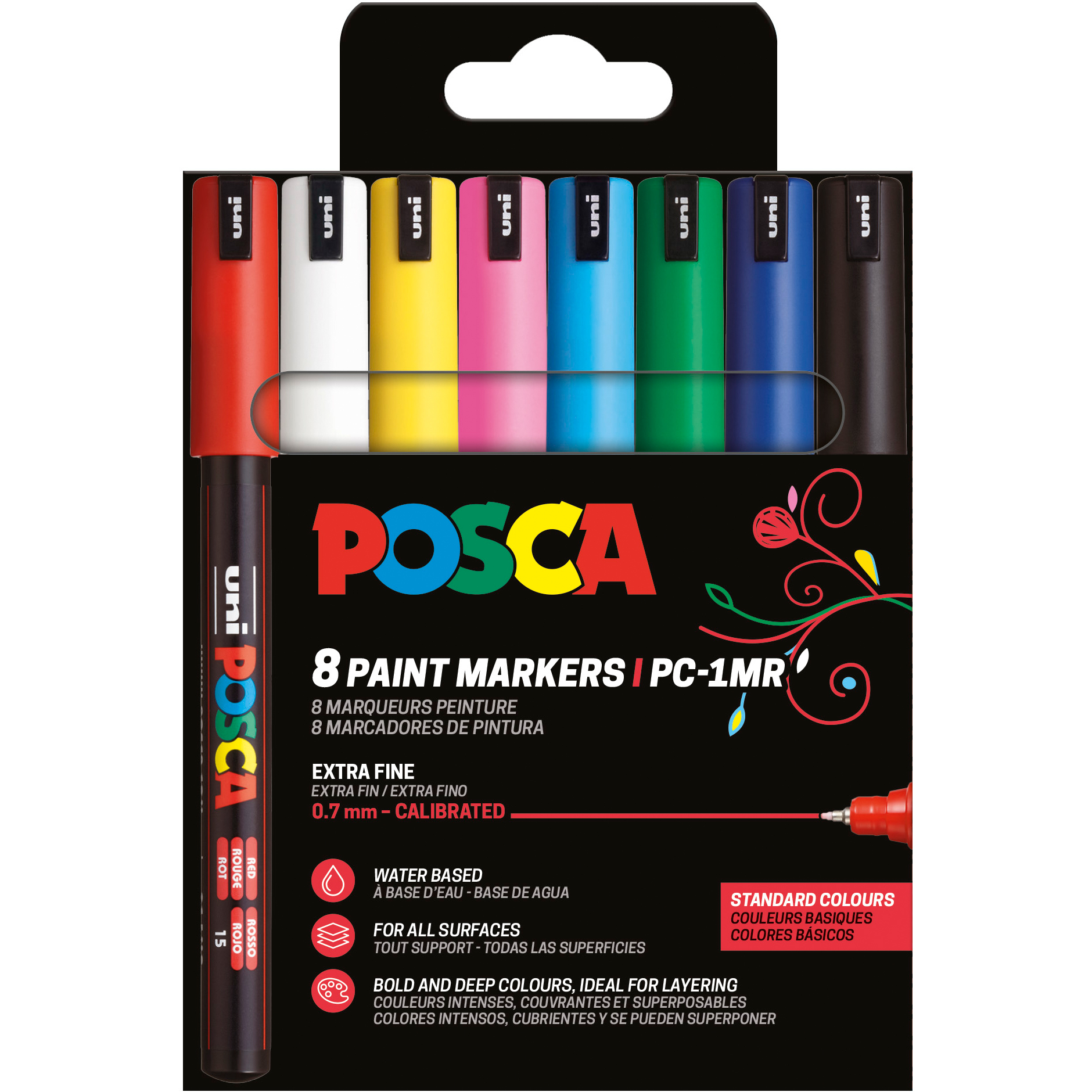 photo POSCA Fineliner 0.7mm PC-1MR 8P 8 couleurs ass.