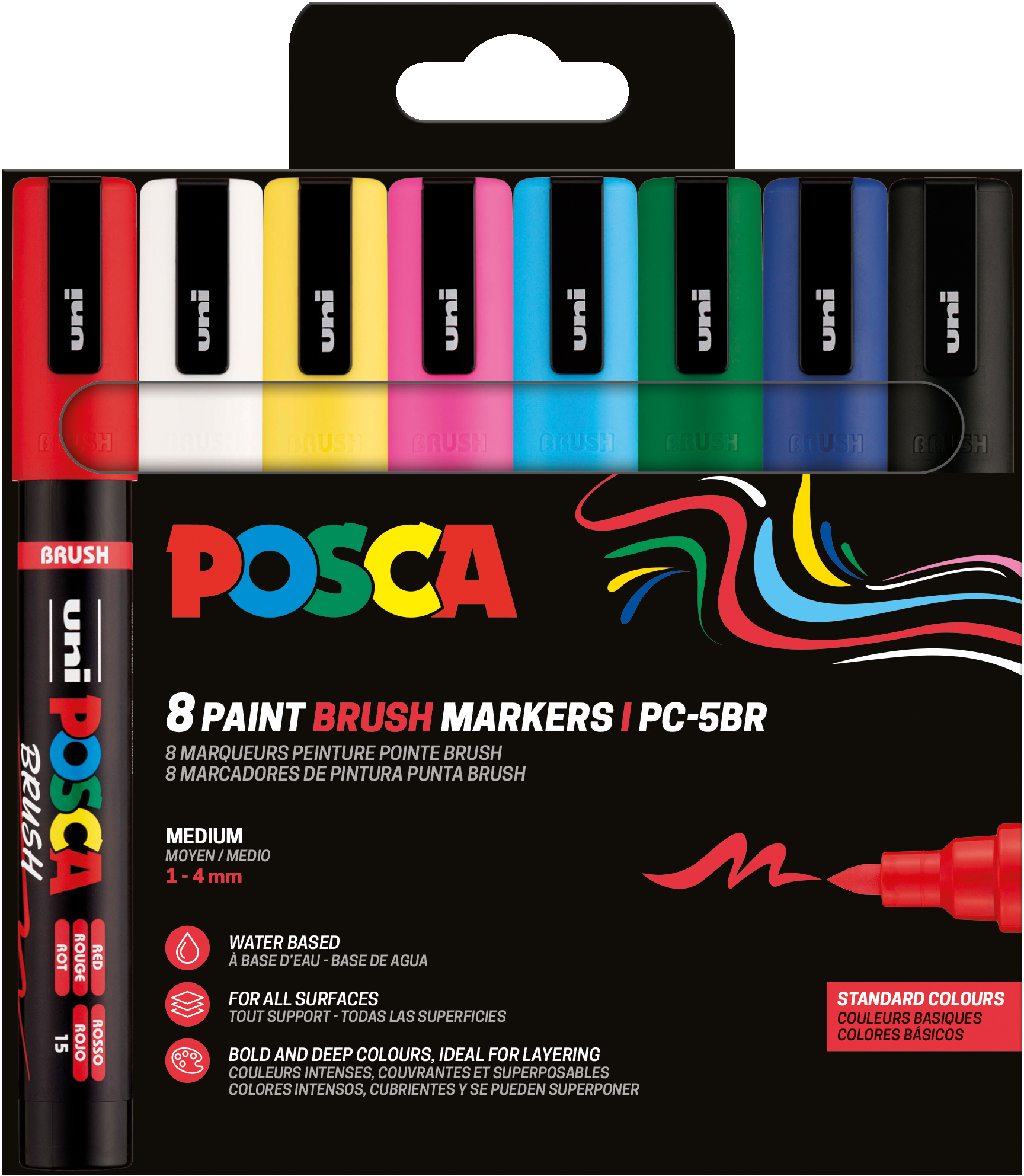 photo POSCA Brush Marker 1-4mm PC-5BR8PBASI 8 pièces, assorti