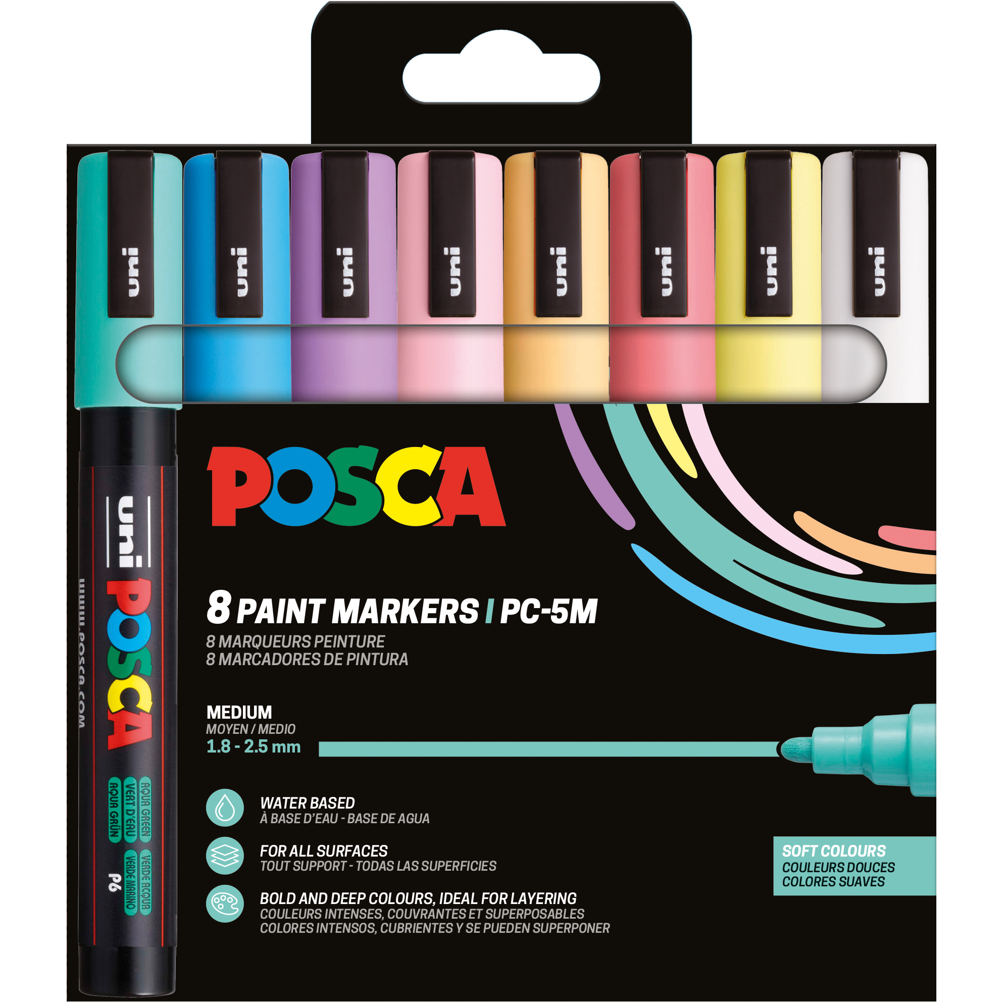 photo POSCA Marker PC-5M 8P 8 soft couleurs ass.