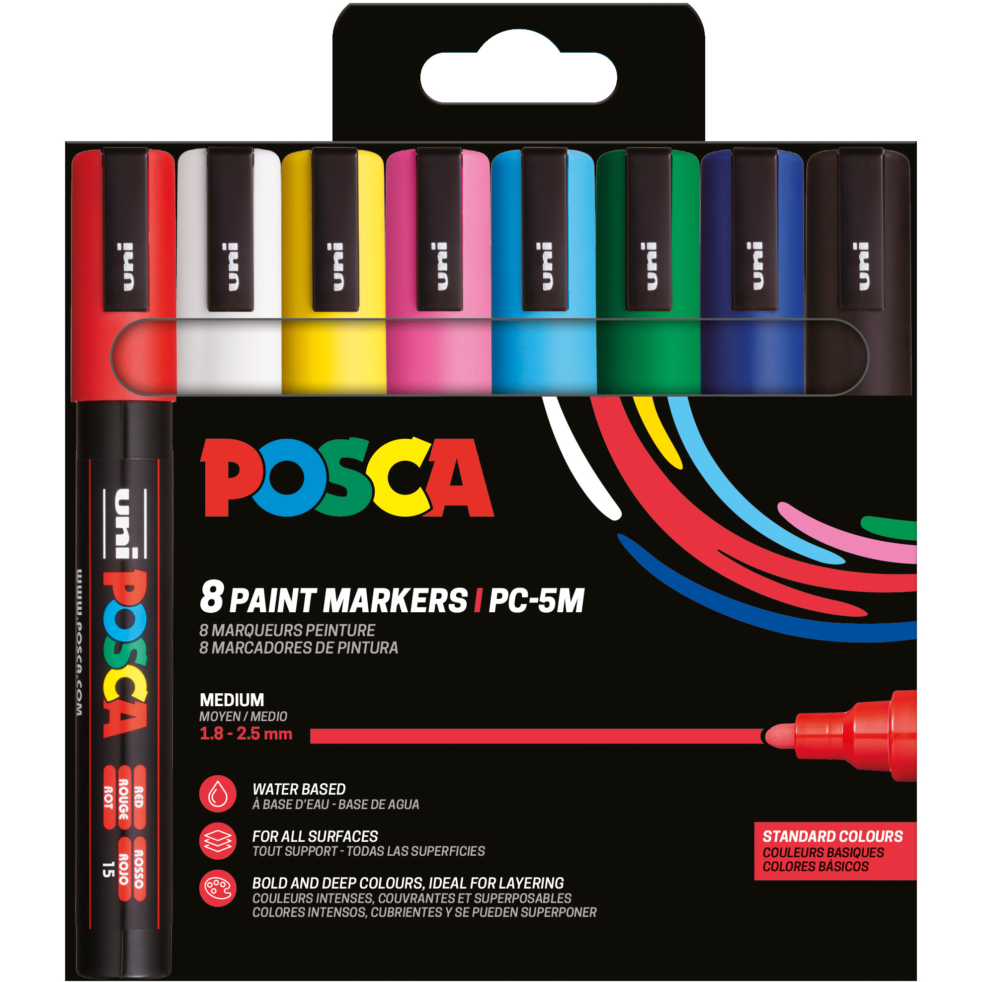 photo POSCA Marker 1.8-2.5mm PC-5M 8P 8 couleurs ass.