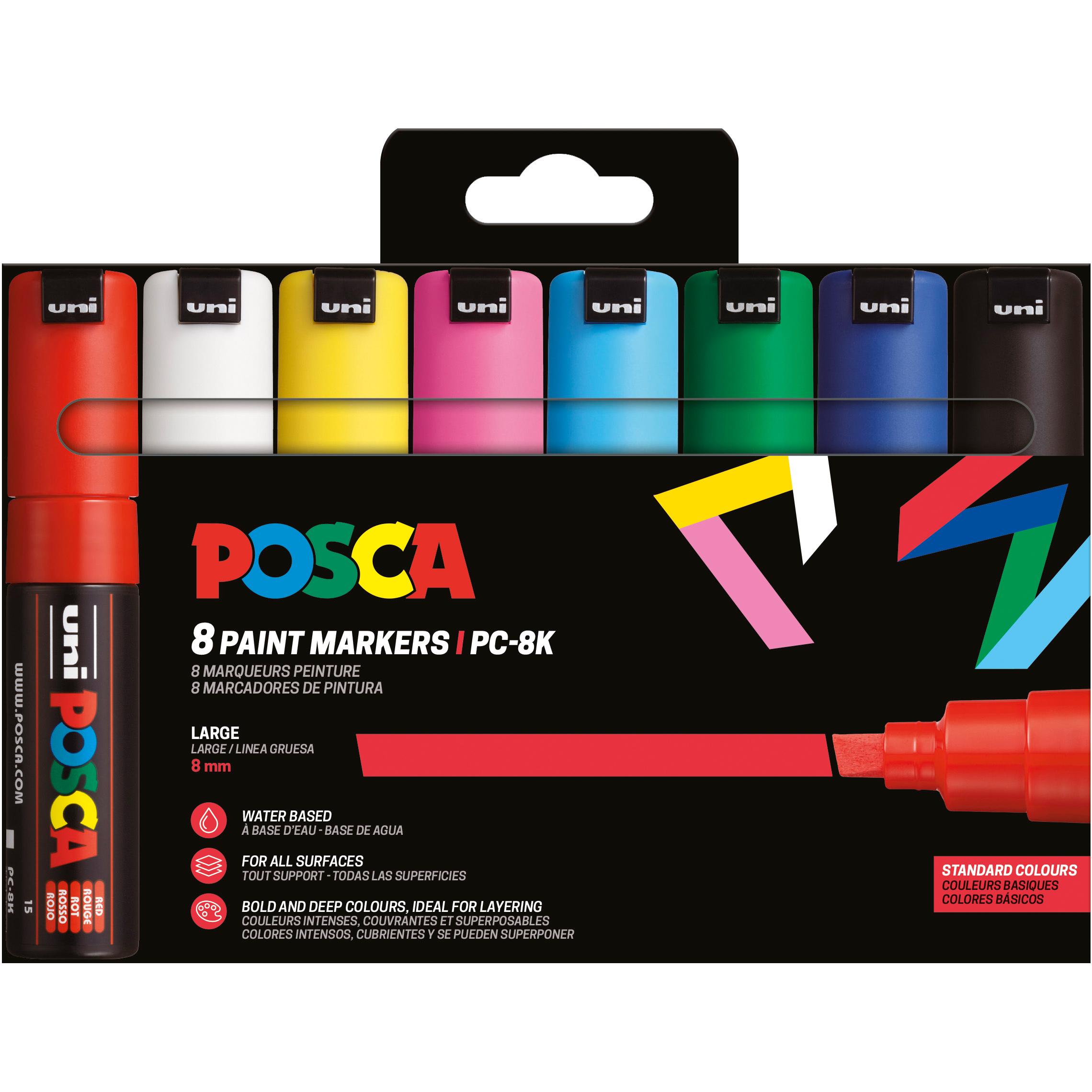 photo POSCA Marker 8mm PC-8K 8P 8 couleurs ass.