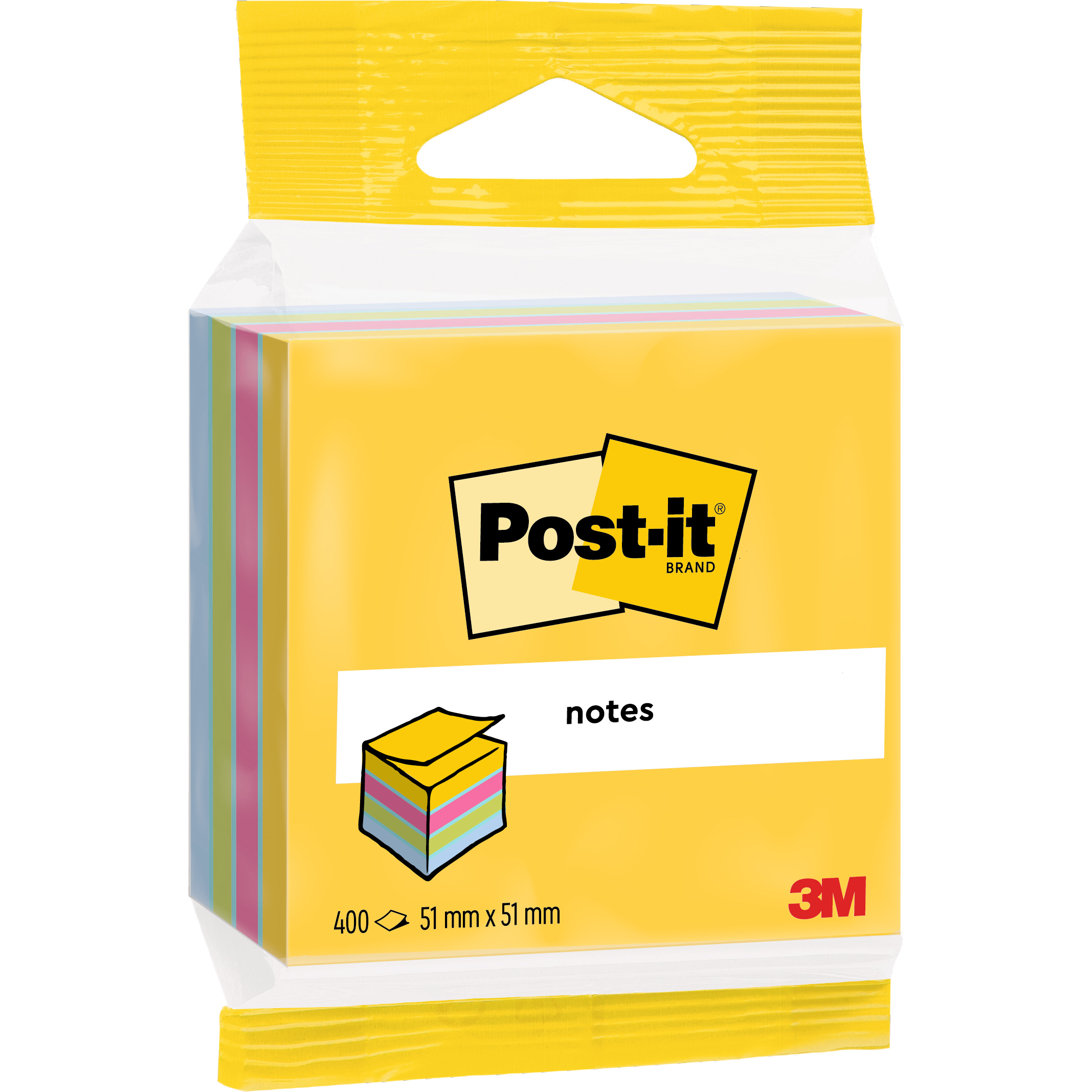 POST-IT Mini Cube multicol. 51x51mm 2012-MUC 4 couleurs ass. 1x400 flls.