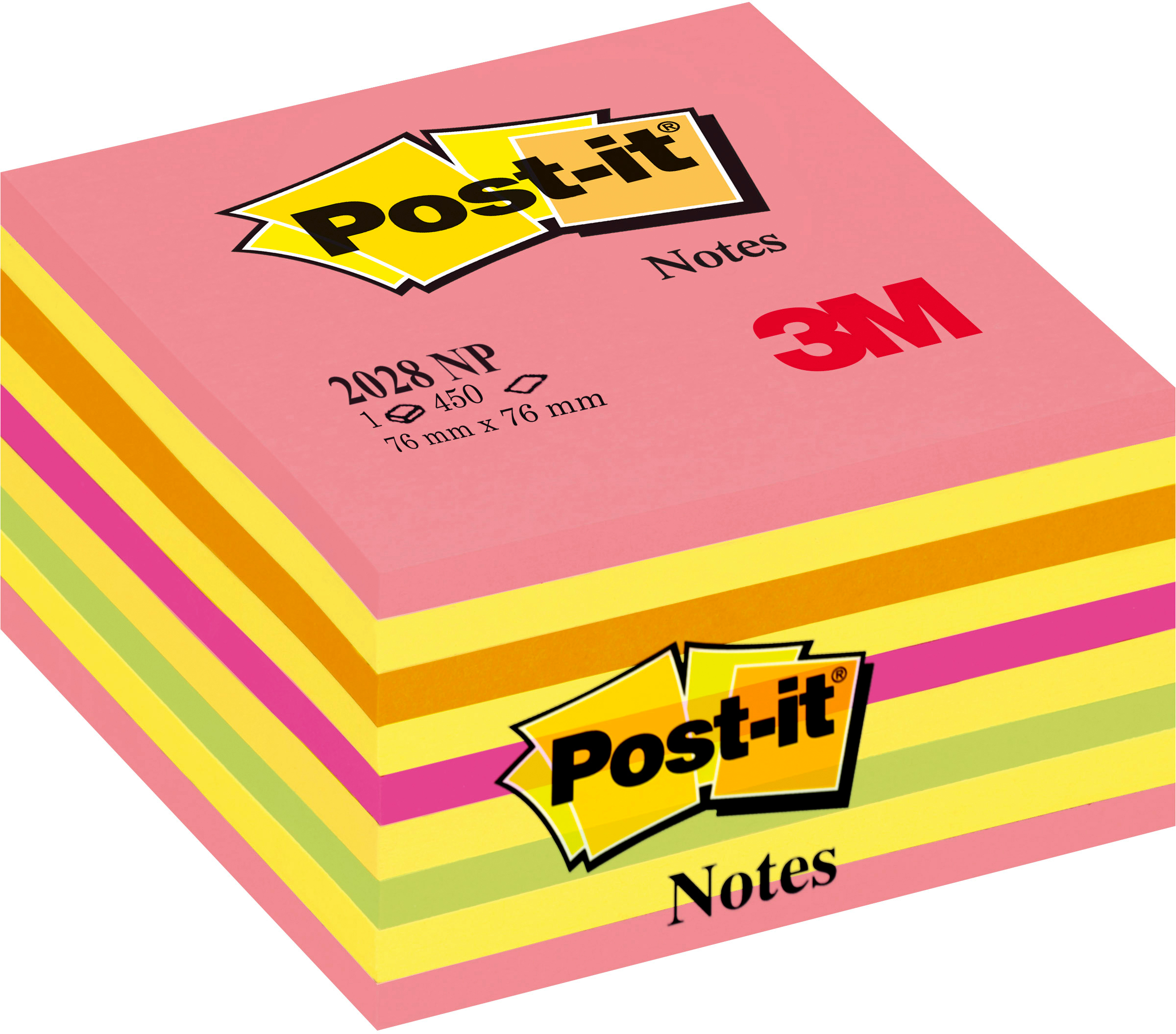 POST-IT Cube 76x76mm 2028-NP neon/pink/450 feuilles