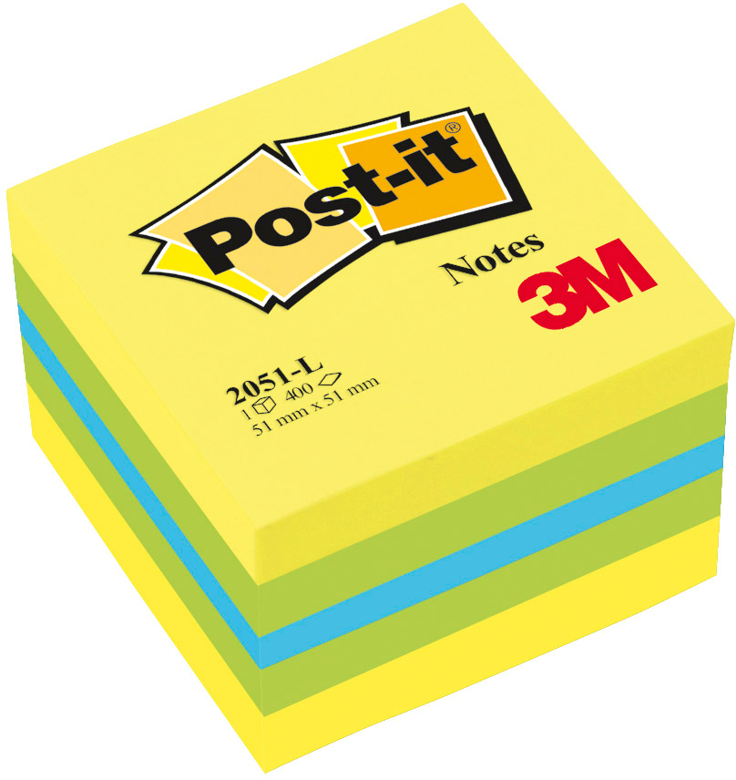 POST-IT Cube Mini Lemon 51x51mm 2051-L 3-couleurs ass./400 feuilles