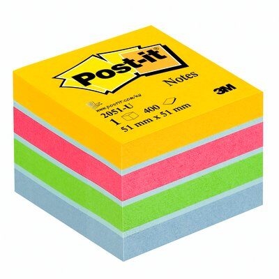 POST-IT Cube Mini 51x51mm 2051-U 4-couleurs/4x100 feuilles 4-couleurs/4x100 feuilles