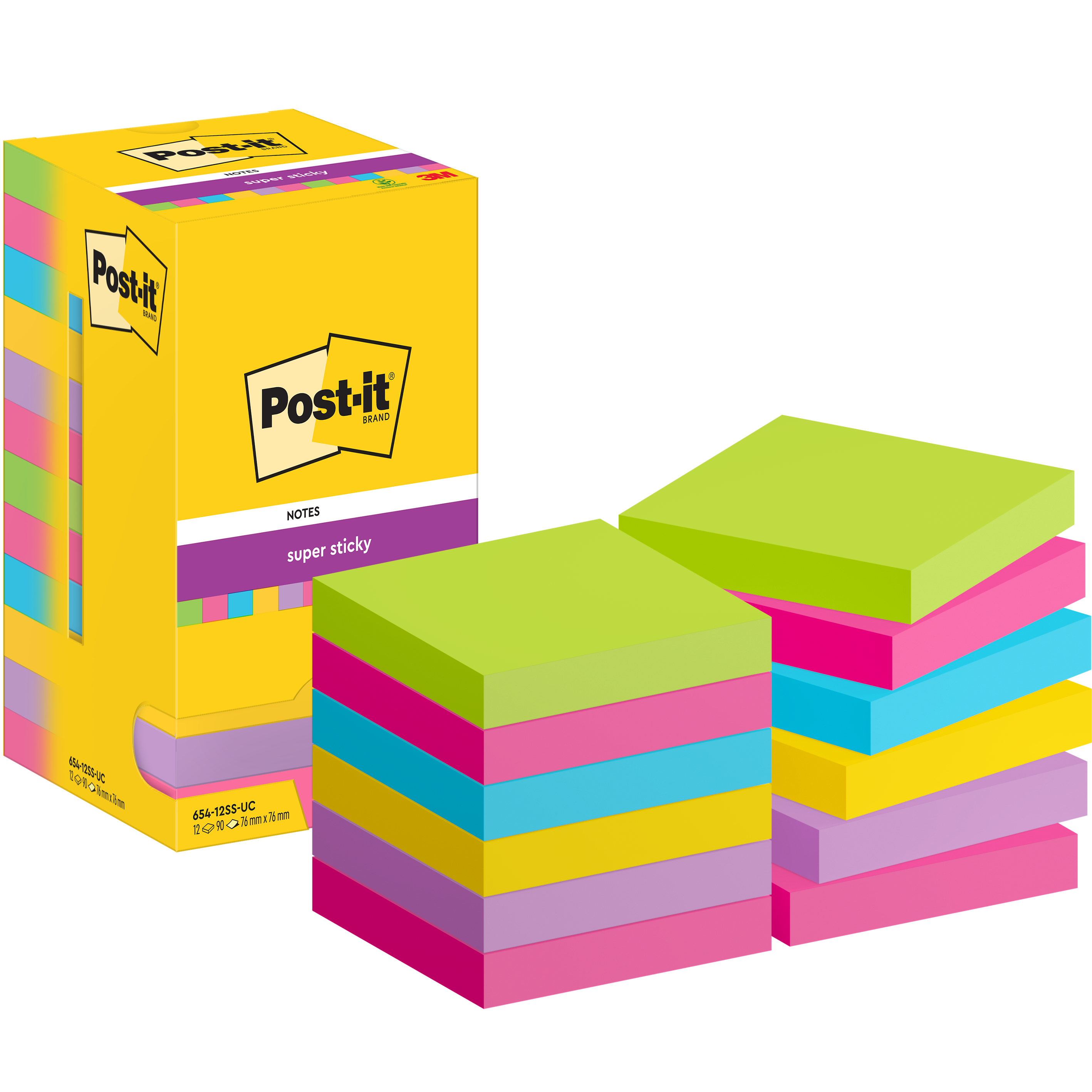 POST-IT Notes Poptimistic 51x38mm 653-12-POP 4-couleurs 12x100 feuilles