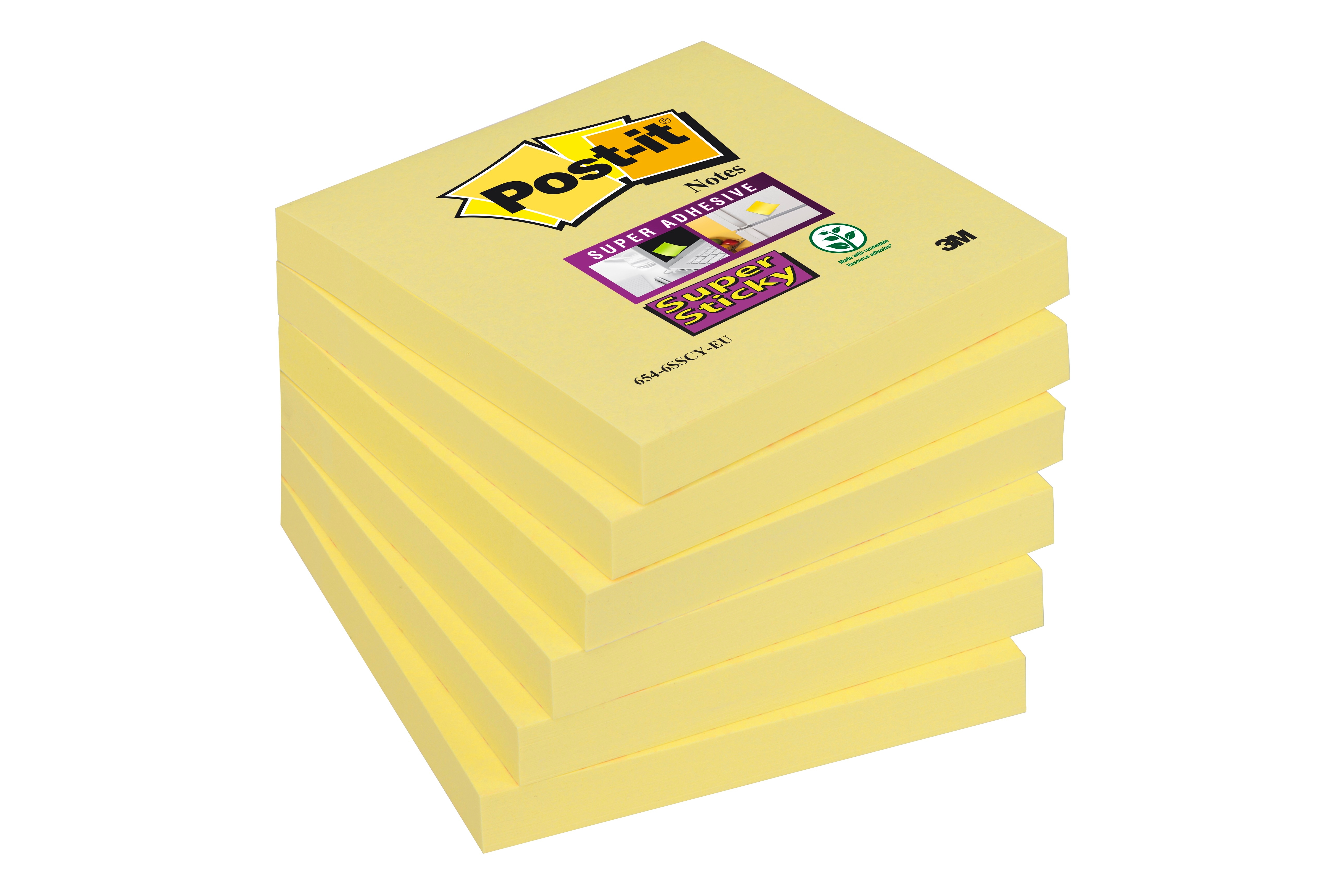 POST-IT SuperSticky Notes 76x76mm 654-6SSCY jaune 6x90 flls. jaune 6x90 flls.