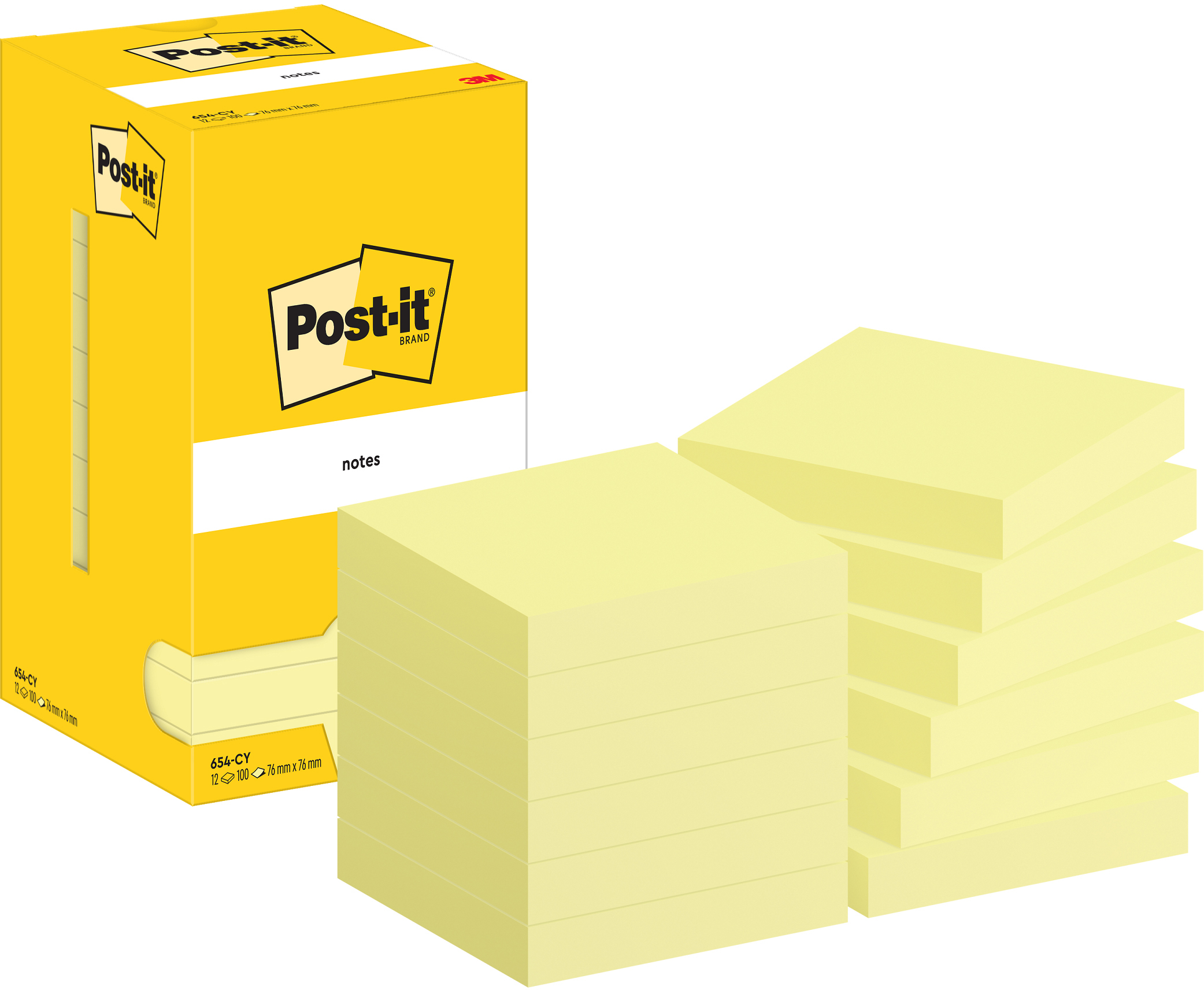 POST-IT Notes 76x76mm 654 CY jaune 12x100 feuilles